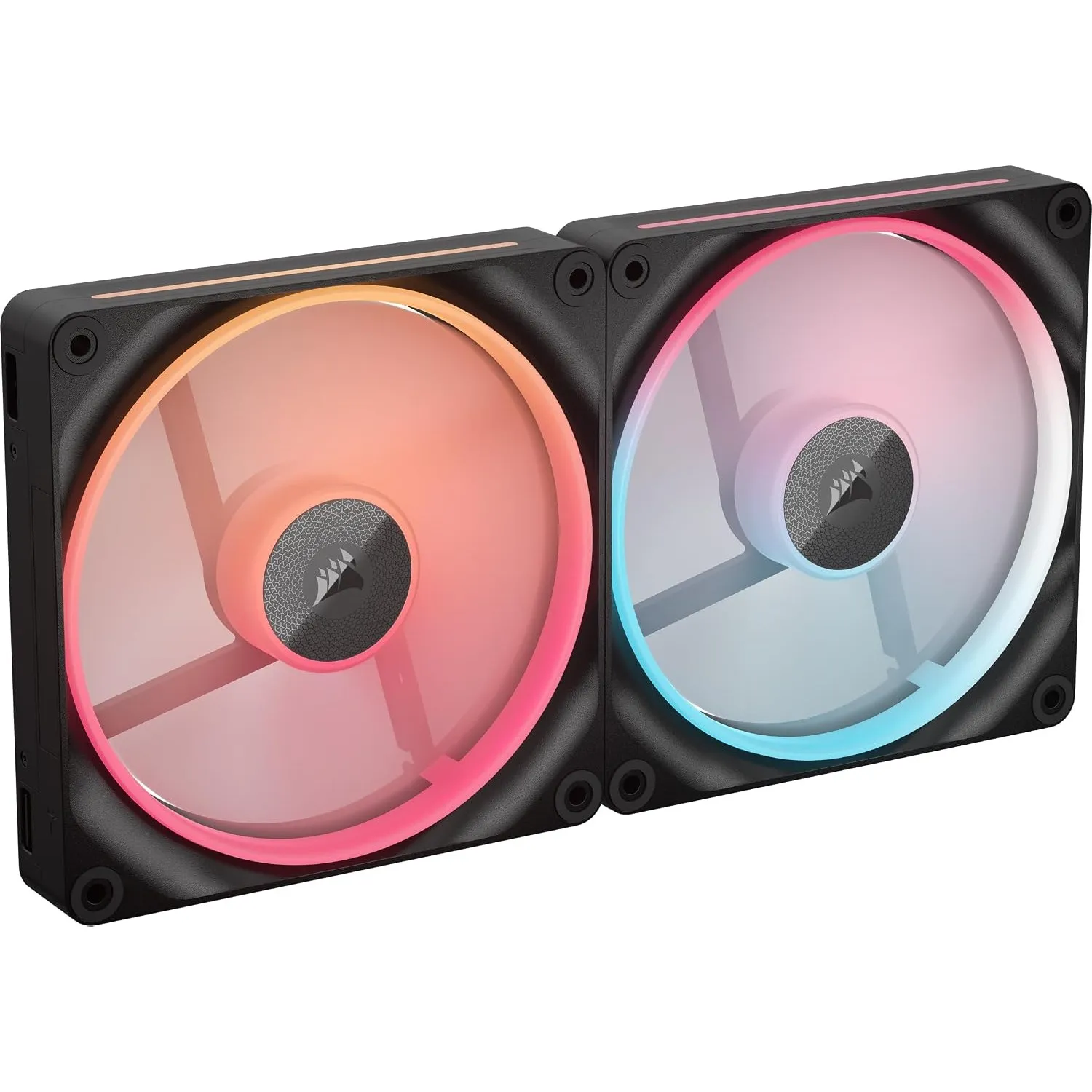 CORSAIR iCUE LINK LX140-R RGB 140mm PWM-Umkehrlüfter – Doppelter Lüftersatz – Geräuscharm, CORSAIR Magnetische Kuppella…