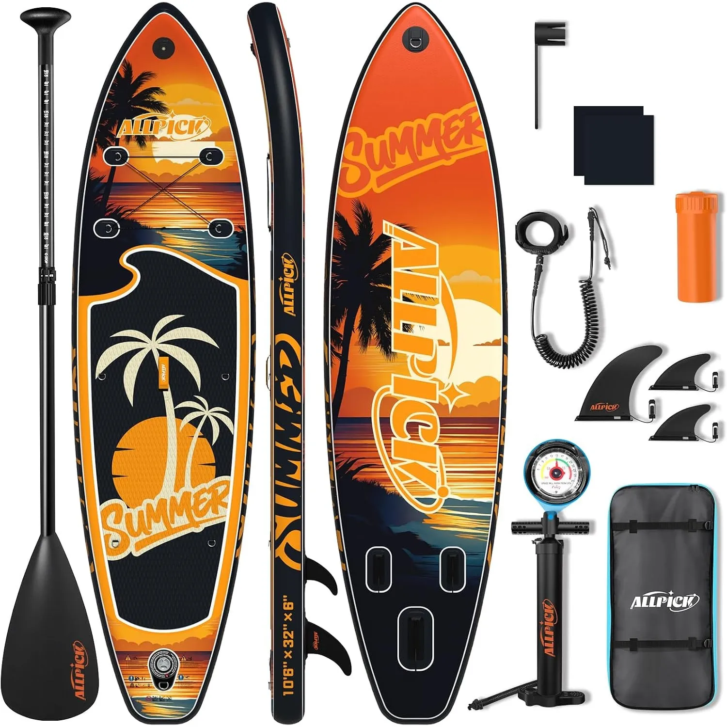 ALLPICK Premium SUP Board Set, Stand Up Paddling Board Aufblasbar, Mit Universal Kamerahalterung, Komplettes Zubehör, V…