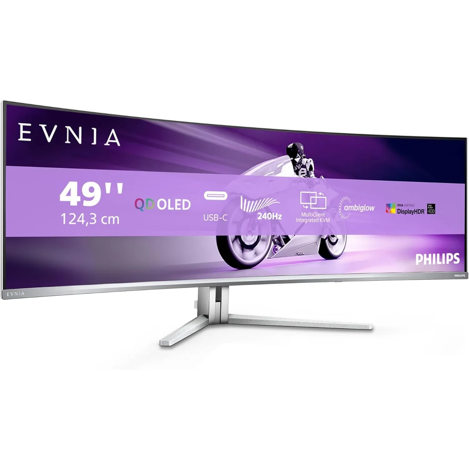 Philips Evnia 49M2C8900AM 49 zoll Curved, DQHD USB Hub Gaming Monitor, 240Hz, QD-OLED Panel, 0.03ms GtG, HDR400 TB, Fre…