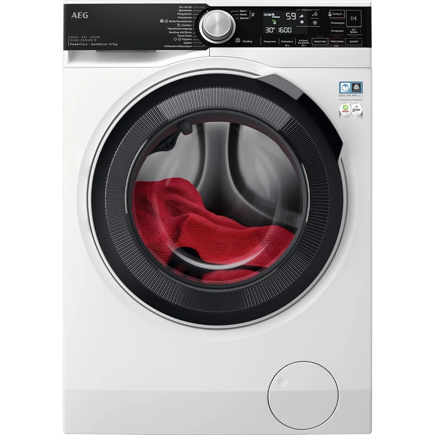 AEG WiFi Waschtrockner, 11 kg Waschen, 7 kg Trocknen, D/A-10%, Serie 8000 PowerCare – Faserschonendes Waschen und Trock…