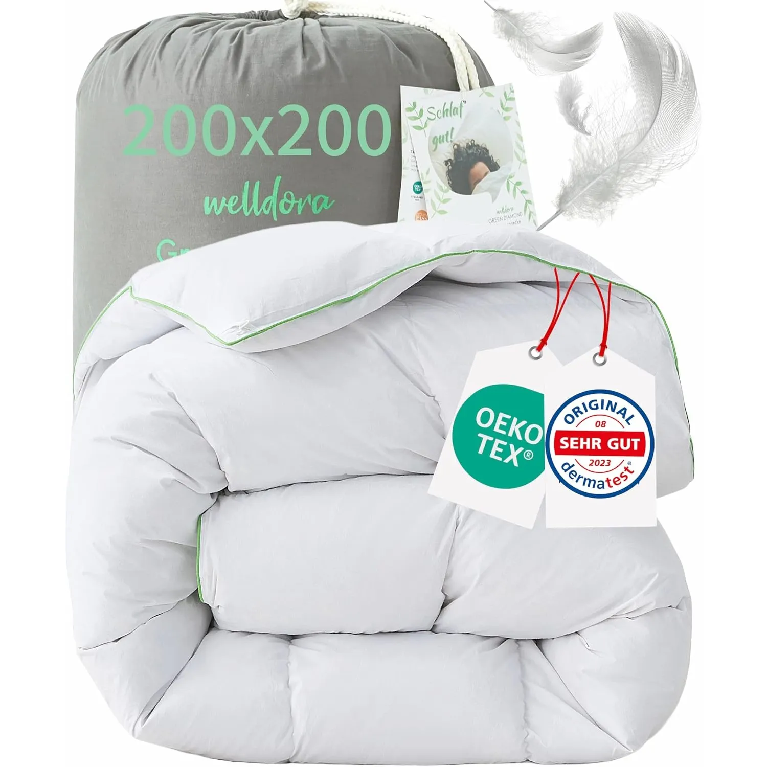 Welldora Komfort Bettdecke 200x200 Winter | Extraweiche Federn & Daunen