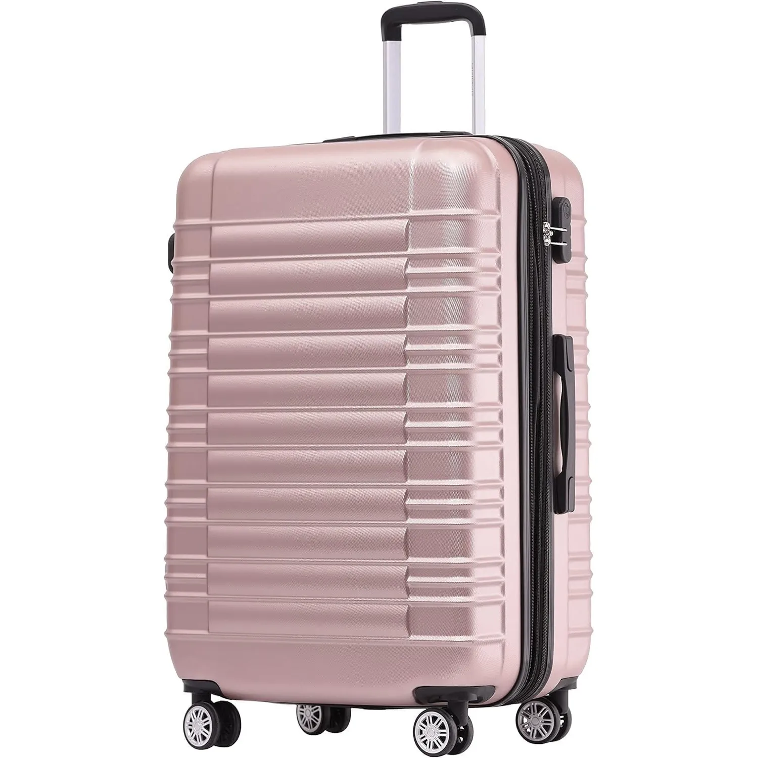 BEIBYE 2088 Zwillingsrollen Reisekoffer Koffer Trolleys Hartschale M-L-XL-Set in 15 Farben, Erweiterbar (Rosagold, L)