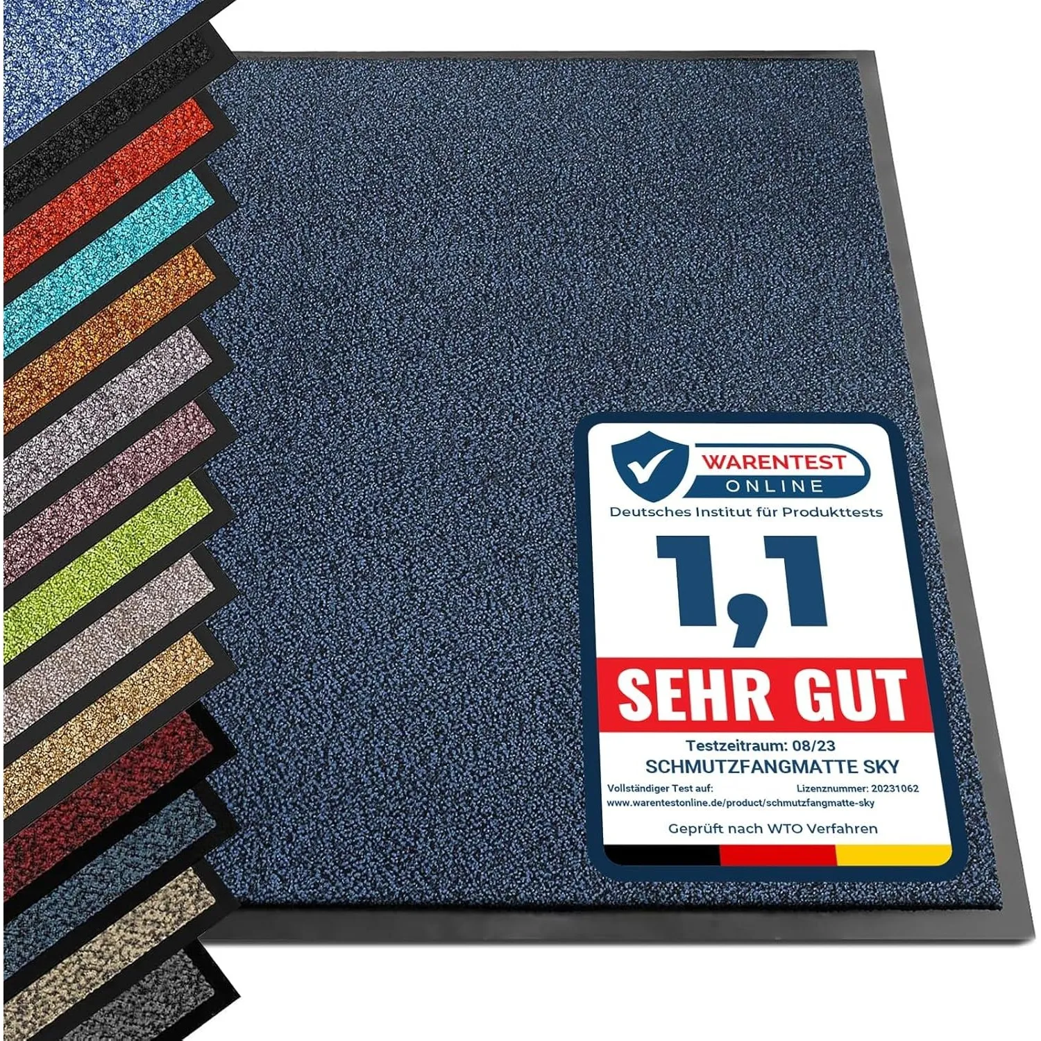 etm® Schmutzfangmatte - Fußmatte in vielen Größen - Türmatte Fußabstreifer für Haustür innen und außen (Blau-Schwarz, 8…