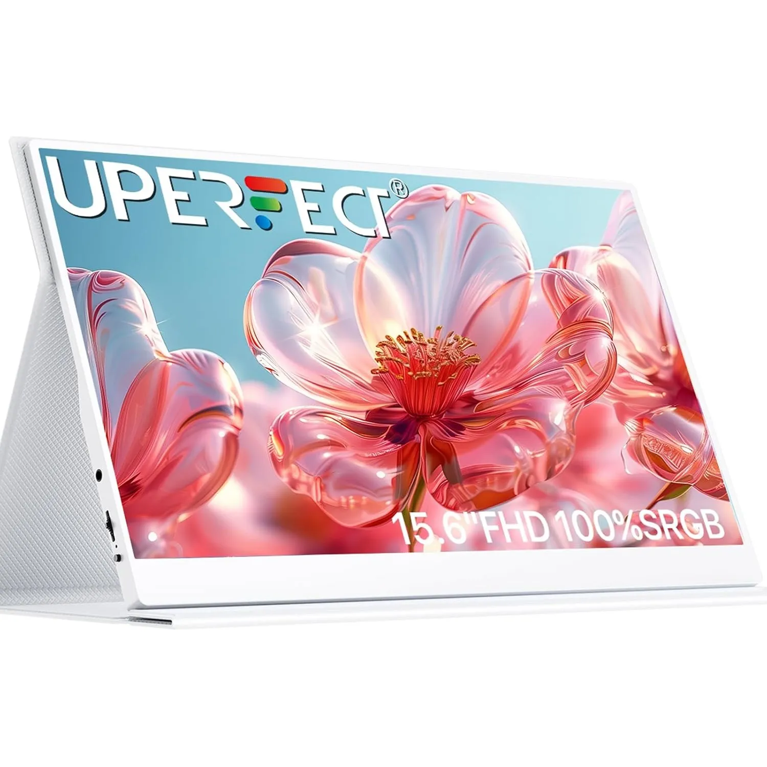 UPERFECT Portable Monitor Weiß 15.6" Travel Monitor mit Smart Cover & VESA