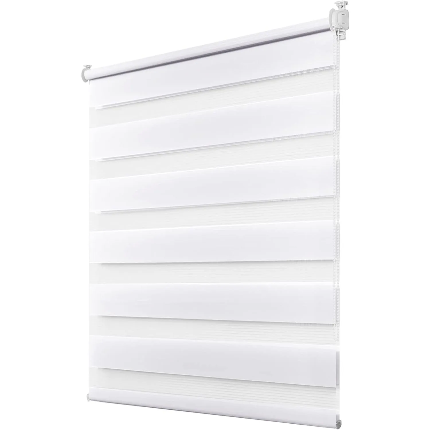 Deswell Doppelrollo Klemmfix ohne Bohren Weiß B95 x H130 cm (Stoffbreite 91cm) Rollos für Fenster ohne Bohren für Fenst…