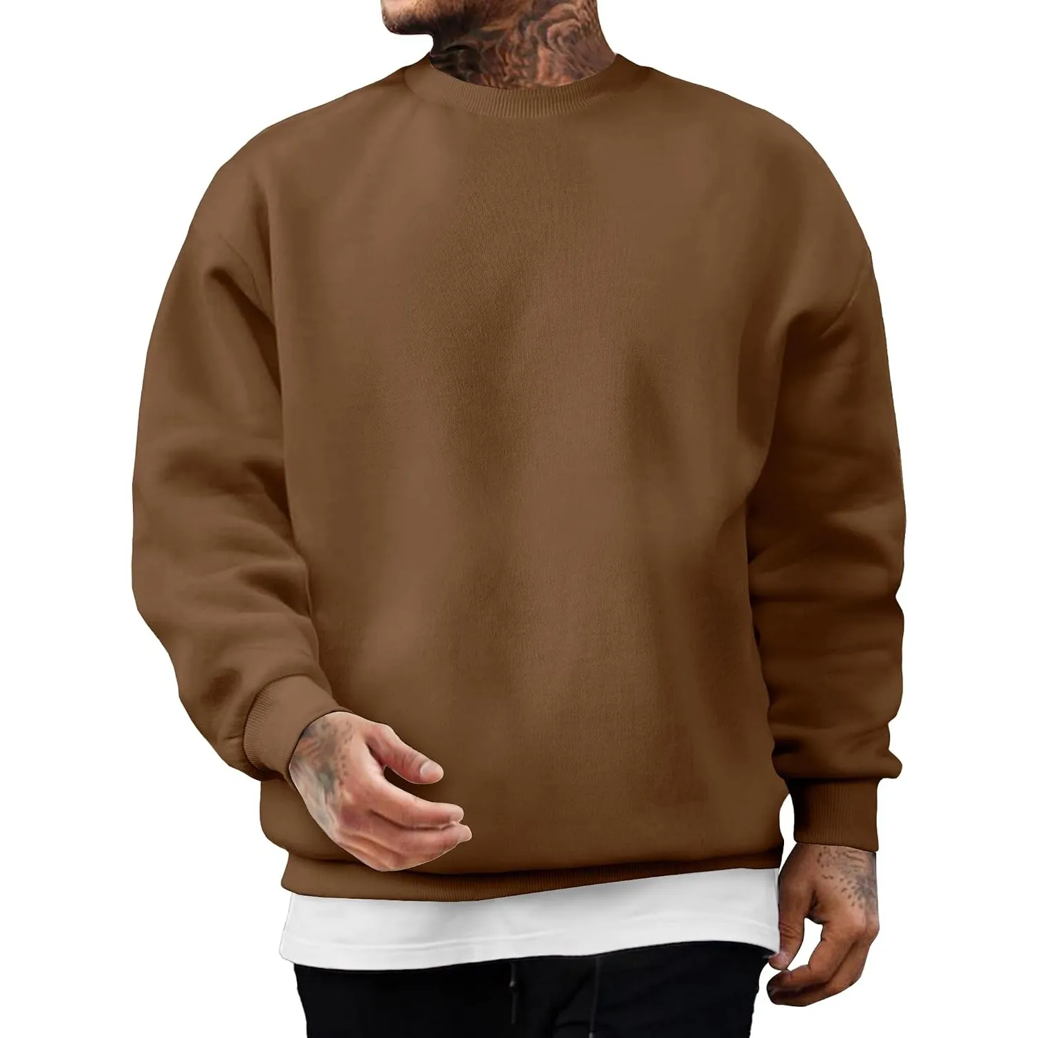 JMIERR Herren Fleece Sweatshirt Crewneck Baumwolle Pullover