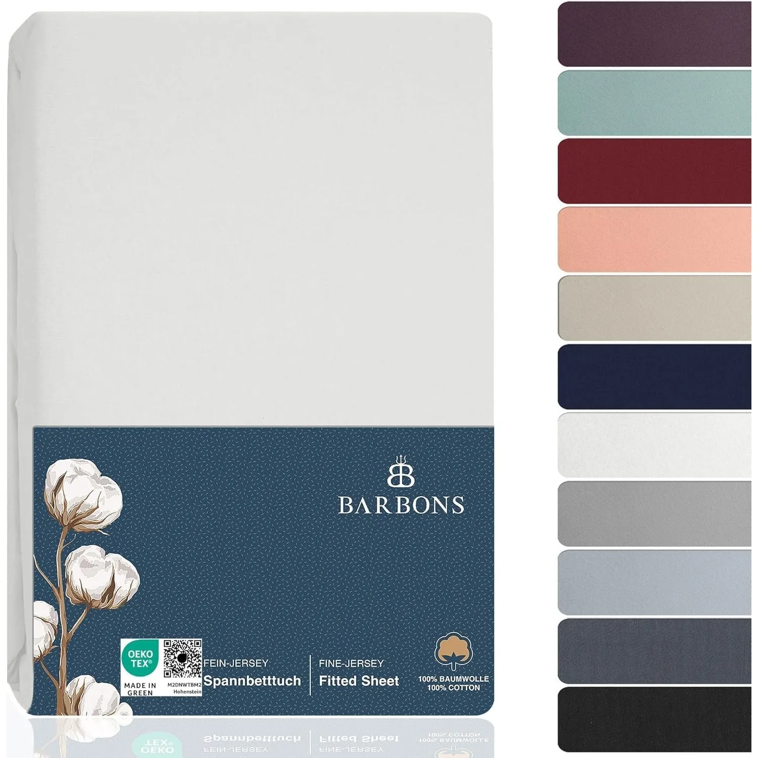 BARBONS Spannbettlaken 200x200cm - 100% Baumwolle Bettbezug Weiss