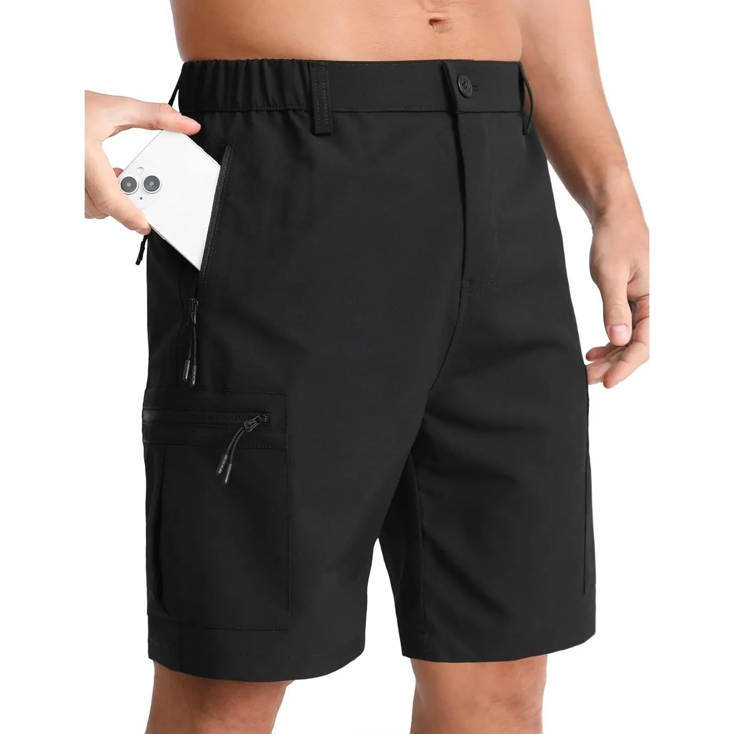 APTRO Kurze Hosen Herren Cargo Shorts mit fünf Reißverschluss Taschen Arbeitshosen Männer Kurz Wanderhose