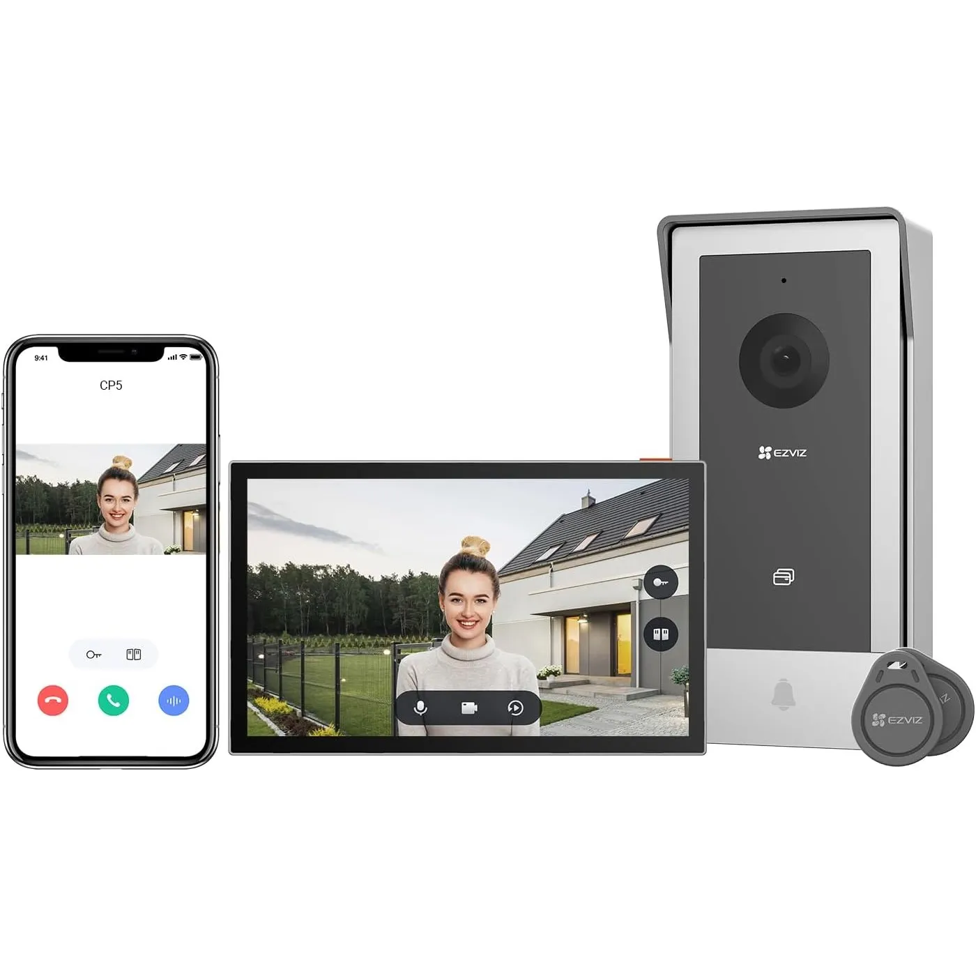 EZVIZ Video-Türsprechanlage, WiFi Türklingel mit 7" Farb-Touchscreen, 1080p Nachtsicht und Zwei-Wege-Audio, Gegensprech…