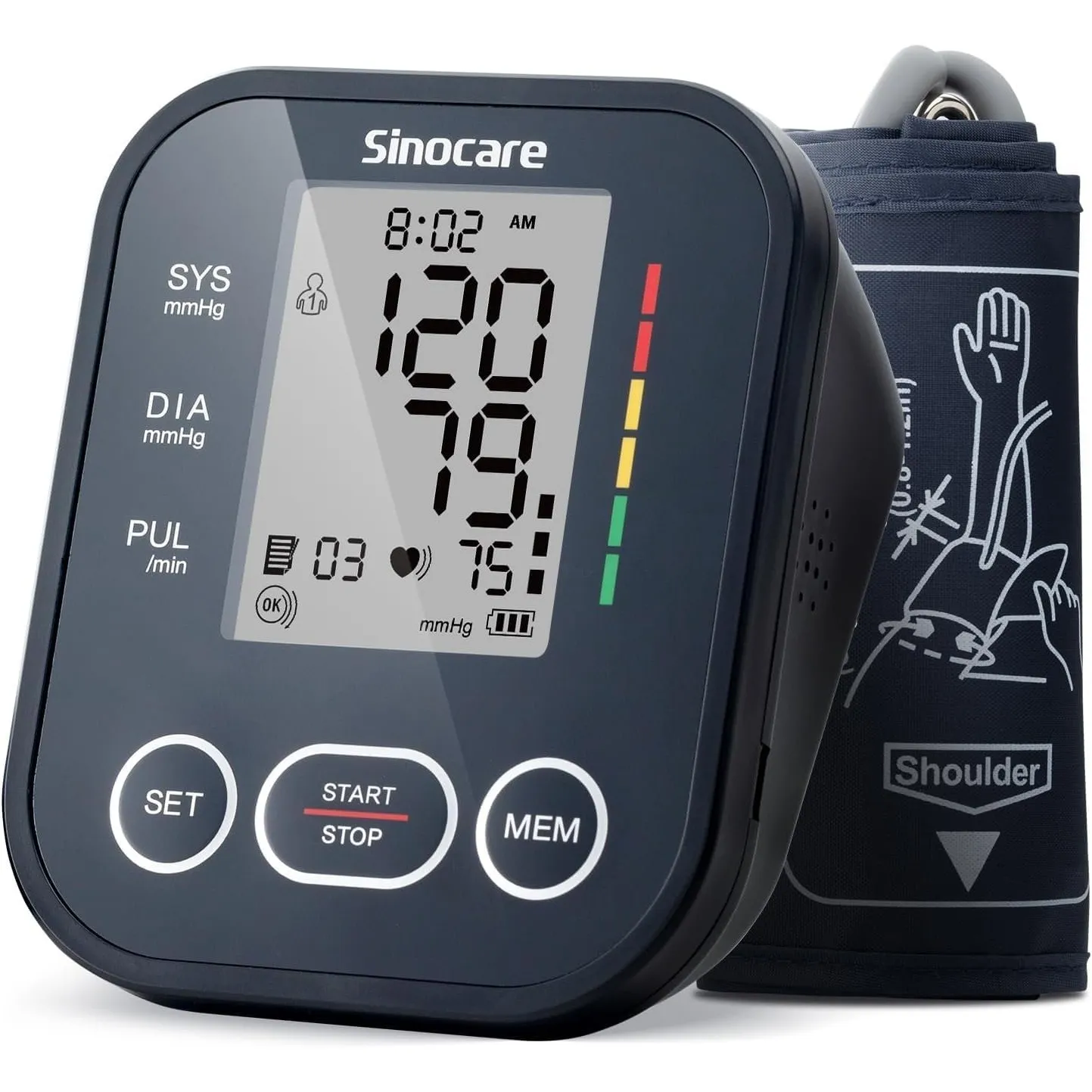 Sinocare Blutdruckmessgerät Oberarm - Klinisch Validiert, 2x99 Speicher