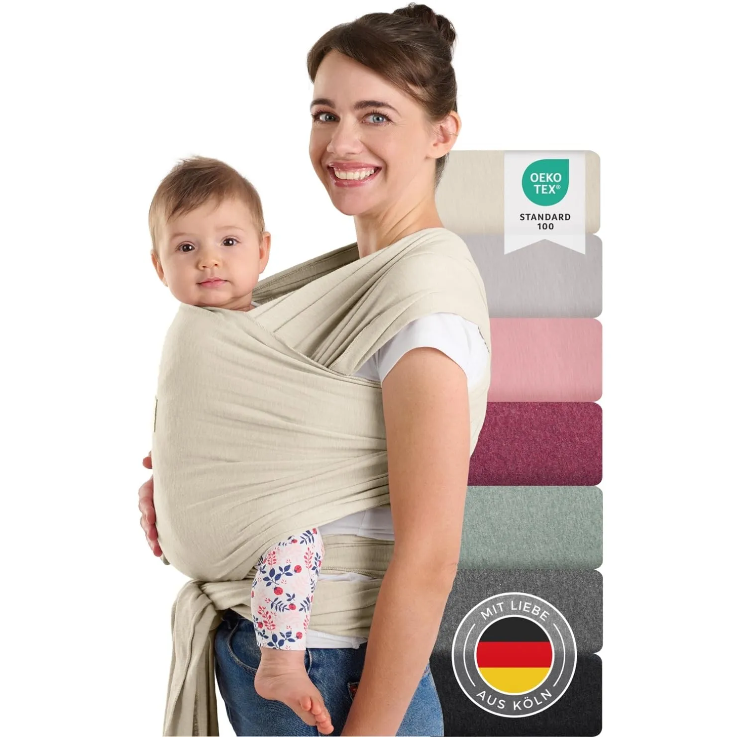 Laleni Tragetuch Baby neugeboren bis 15 kg aus weicher Baumwolle - Babytrage Neugeborene ab Geburt - OEKO-TEX zertifizi…