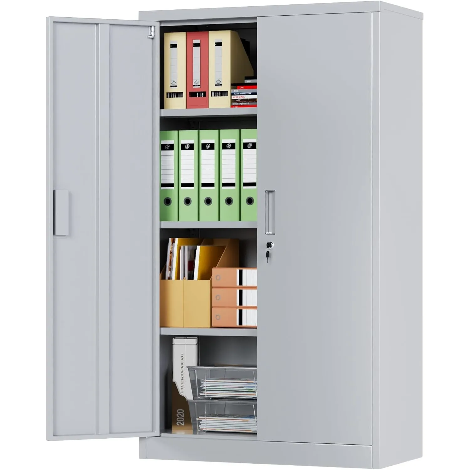 SUPEER Aktenschrank,Metallschrank mit 3 höhenverstellbaren Fachböden,Stahlblech Pulverbeschichtung,Stahlschrank für Wer…