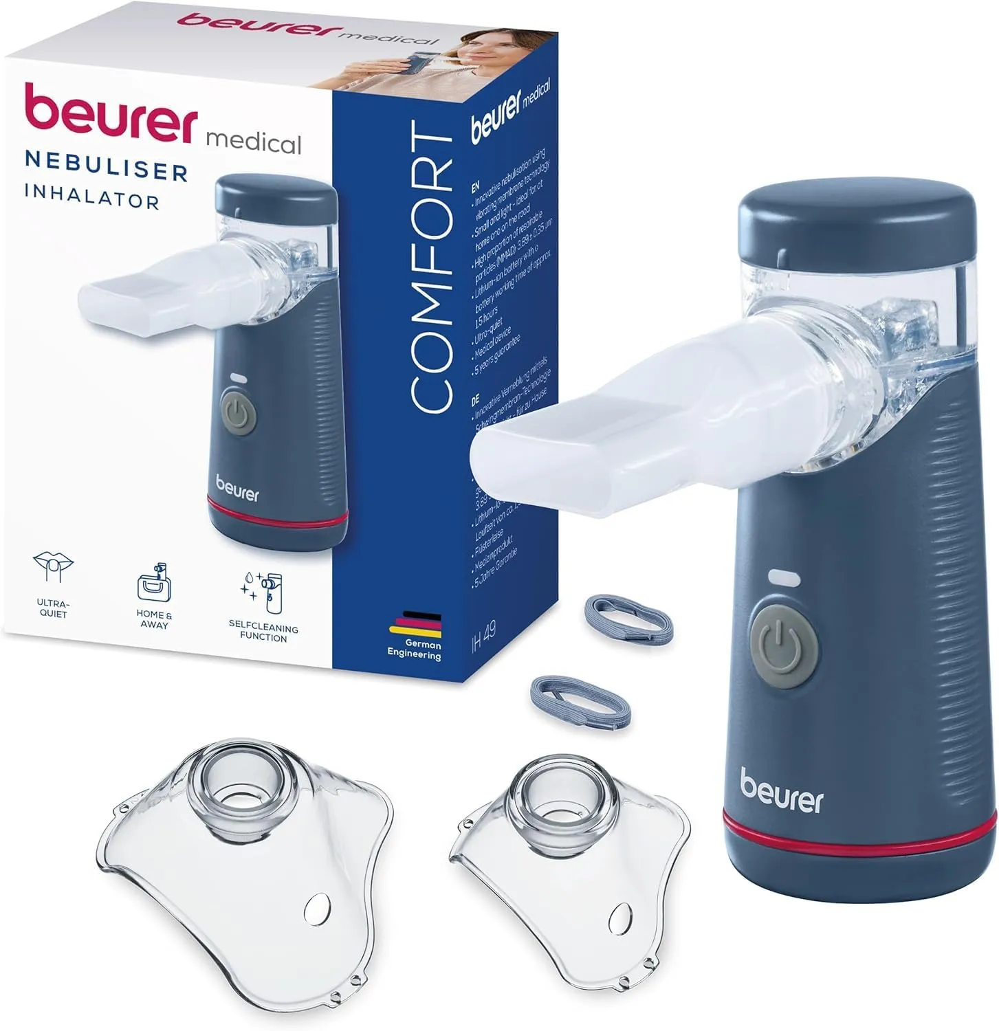 Beurer IH 49 Inhalator, tragbares Inhalationsgerät für Kinder und Erwachsene, bei Erkältung, Asthma und anderen Atemweg…
