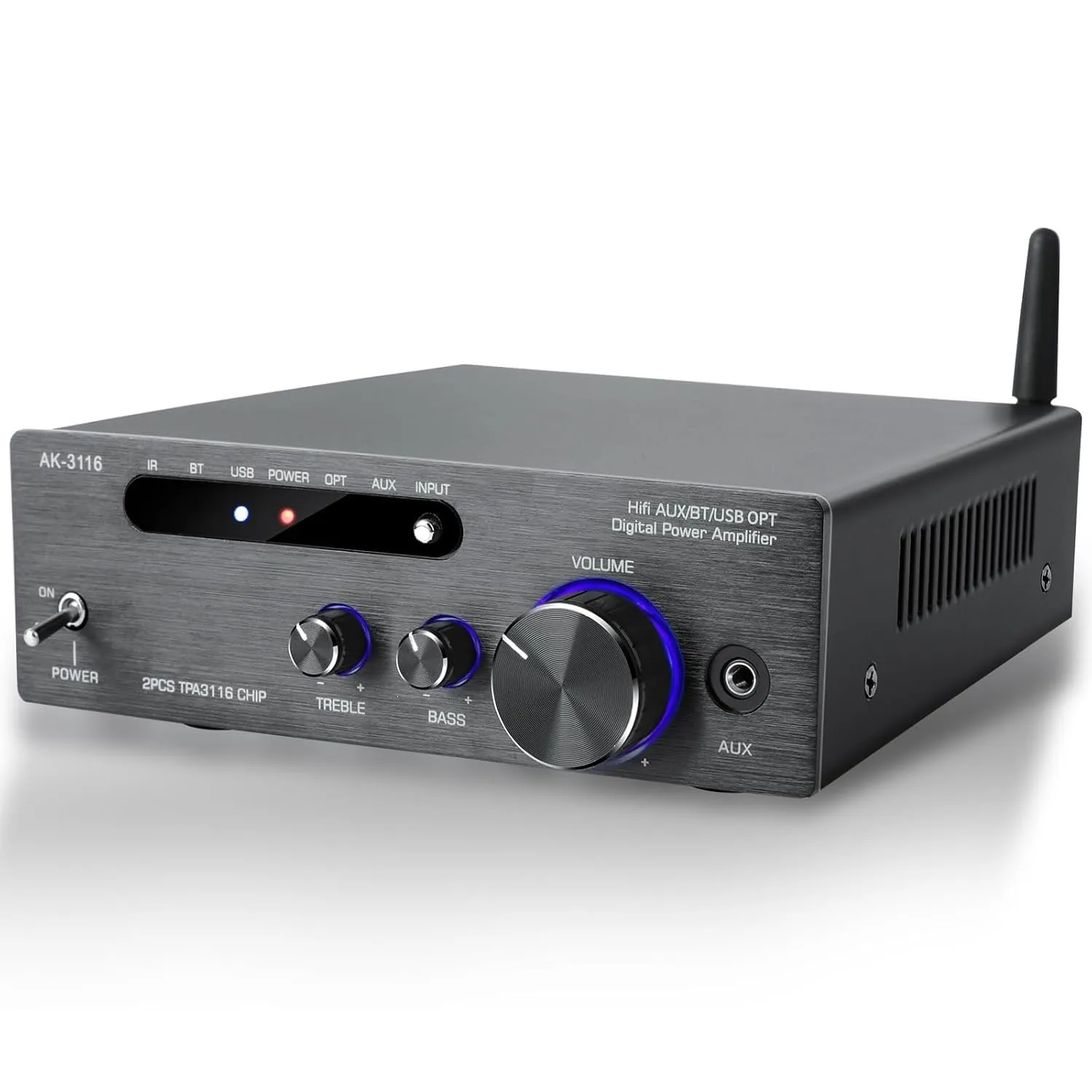 Hifi-Verstärker 2000W, 2.0-Kanal 100W*2 Bluetooth 5.3 TPA3116