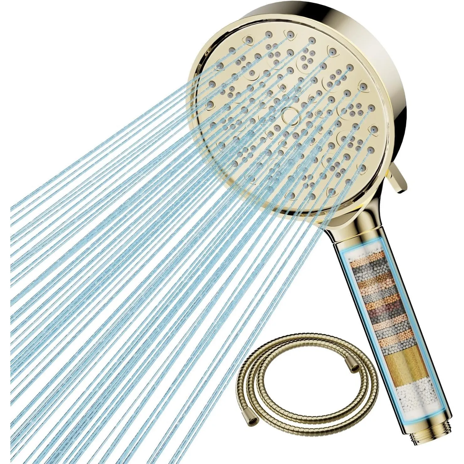 Cobbe Duschkopf mit Filter, Hochdruck Handbrause mit Schlauch, 6 Strahlarten Duschkopf Wassersparend mit Filtration in …