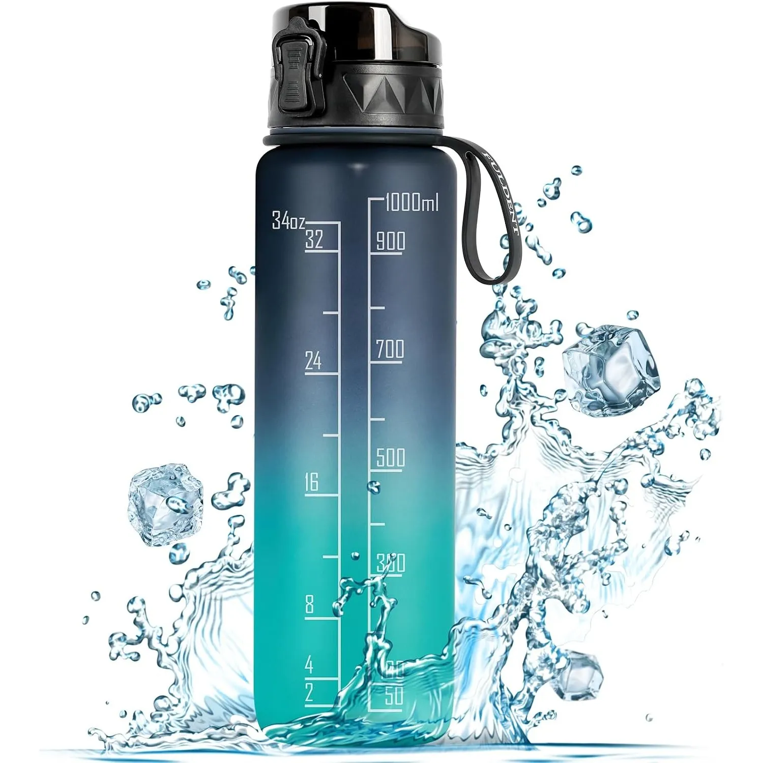 FULDENT Trinkflasche 1L Sport Wasserflasche BPA Frei Mit Rutschfest Gummi Grip - Geeignet für Fahrrad, Outdoor, Schule,…