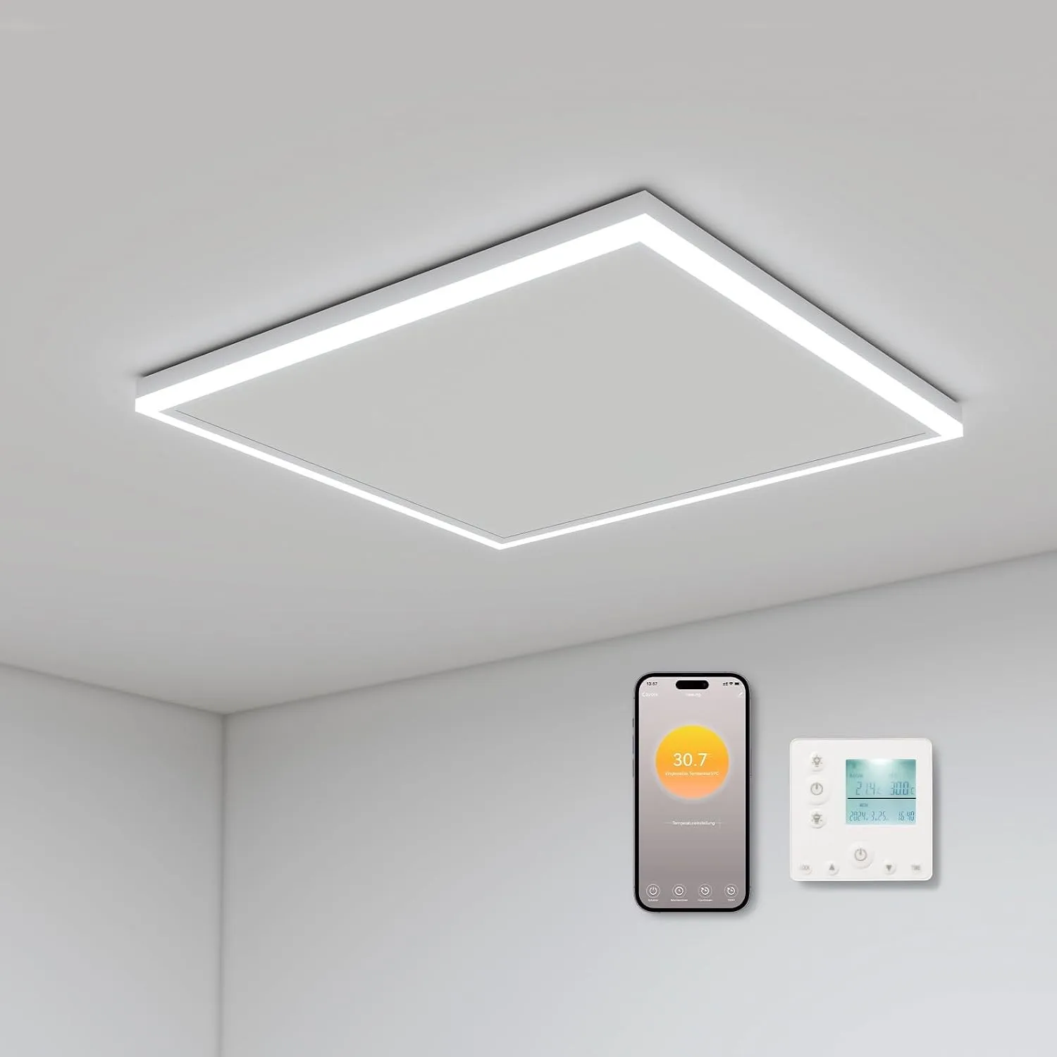 Infrarotheizung Decke mit Thermostat 400 Watt, Deckenheizung Infrarot mit LED Beleuchtung, Infrarotheizung Deckenmontag…