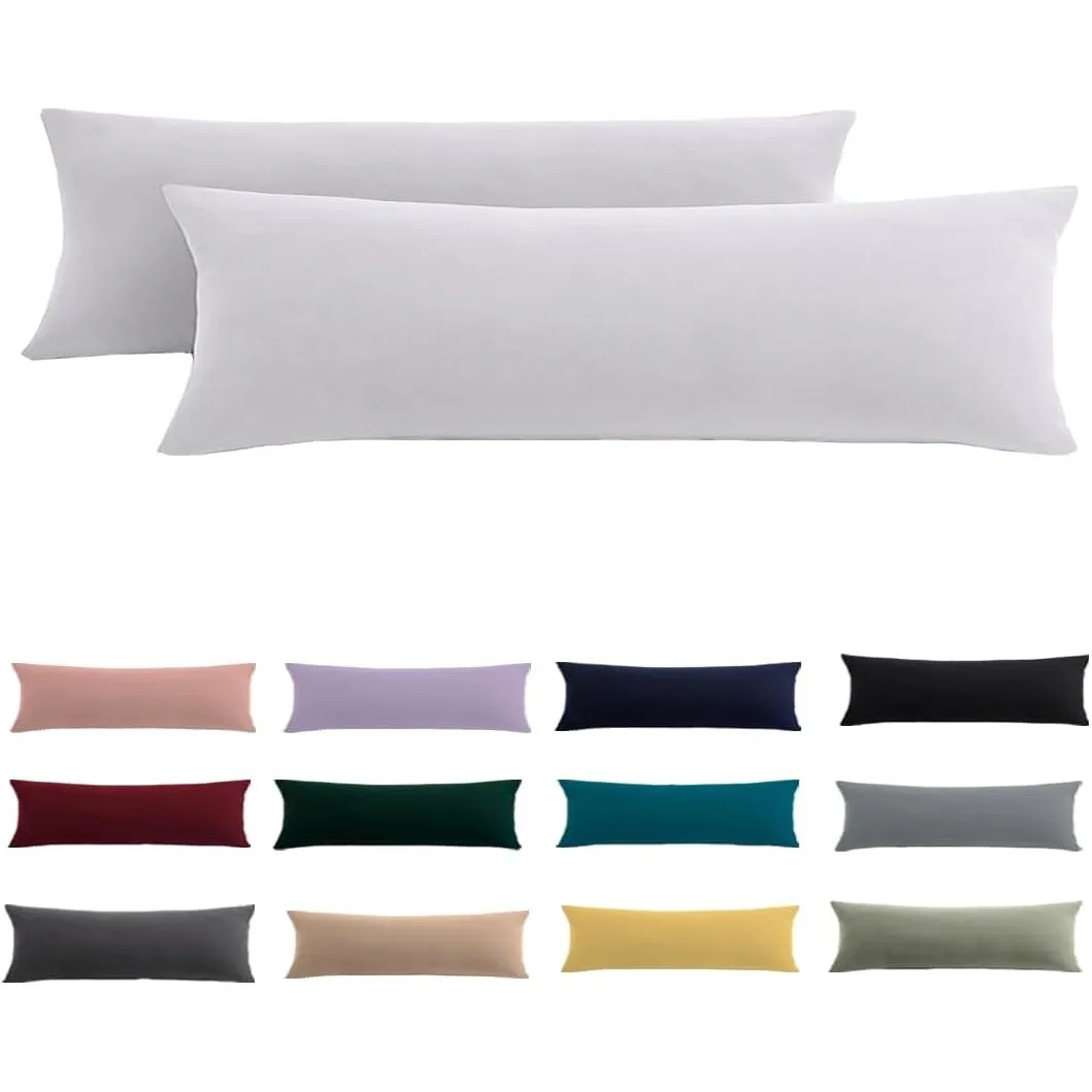 Seitenschläferkissen Bezug 40x145 2er Set - Weiß Kissenbezug 145x40 mit Reißverschluss 100% Mikrofaser Resistent und Hy…