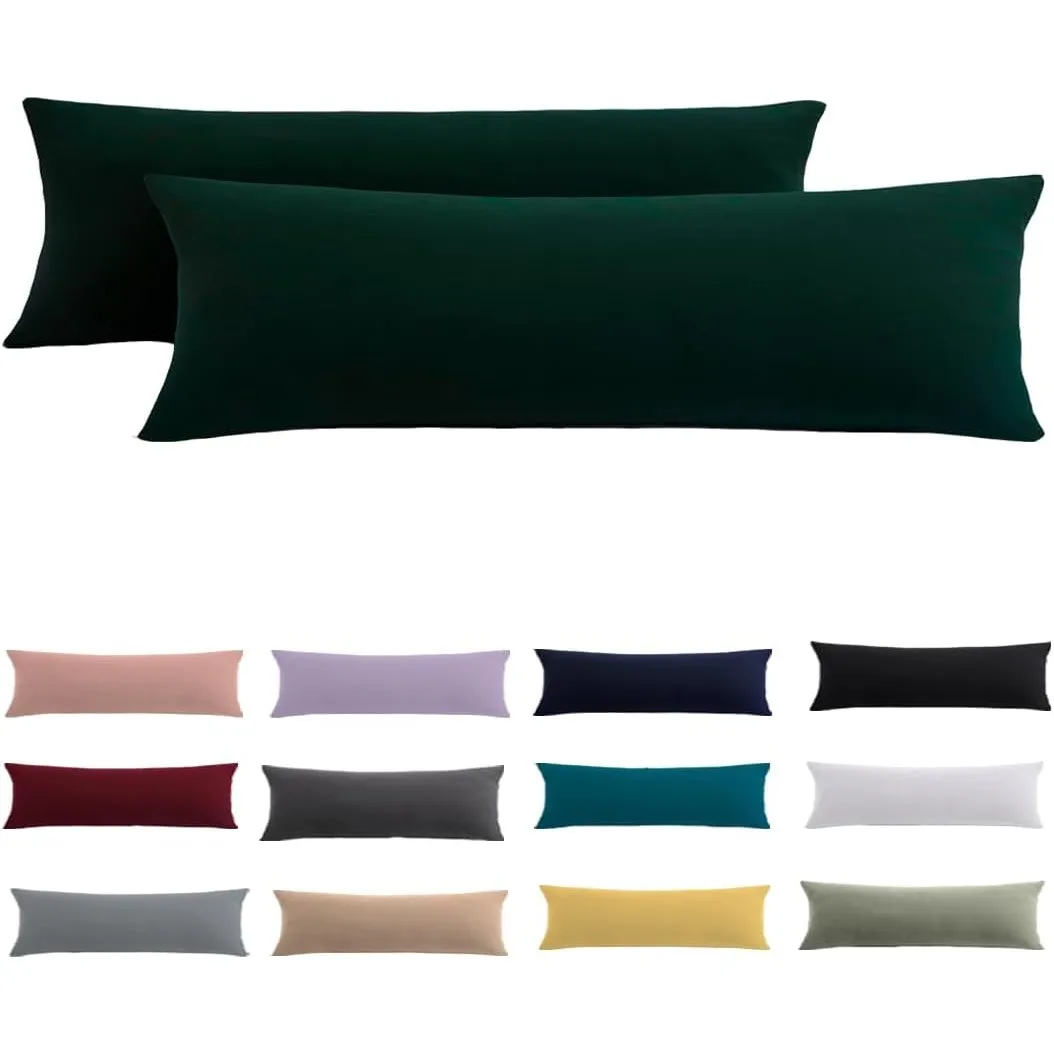 Beqnat Seitenschläferkissen Bezug 40x145 2er Set - Dunkelgrüne Kissenbezug 145x40 mit Reißverschluss 100% Mikrofaser Re…