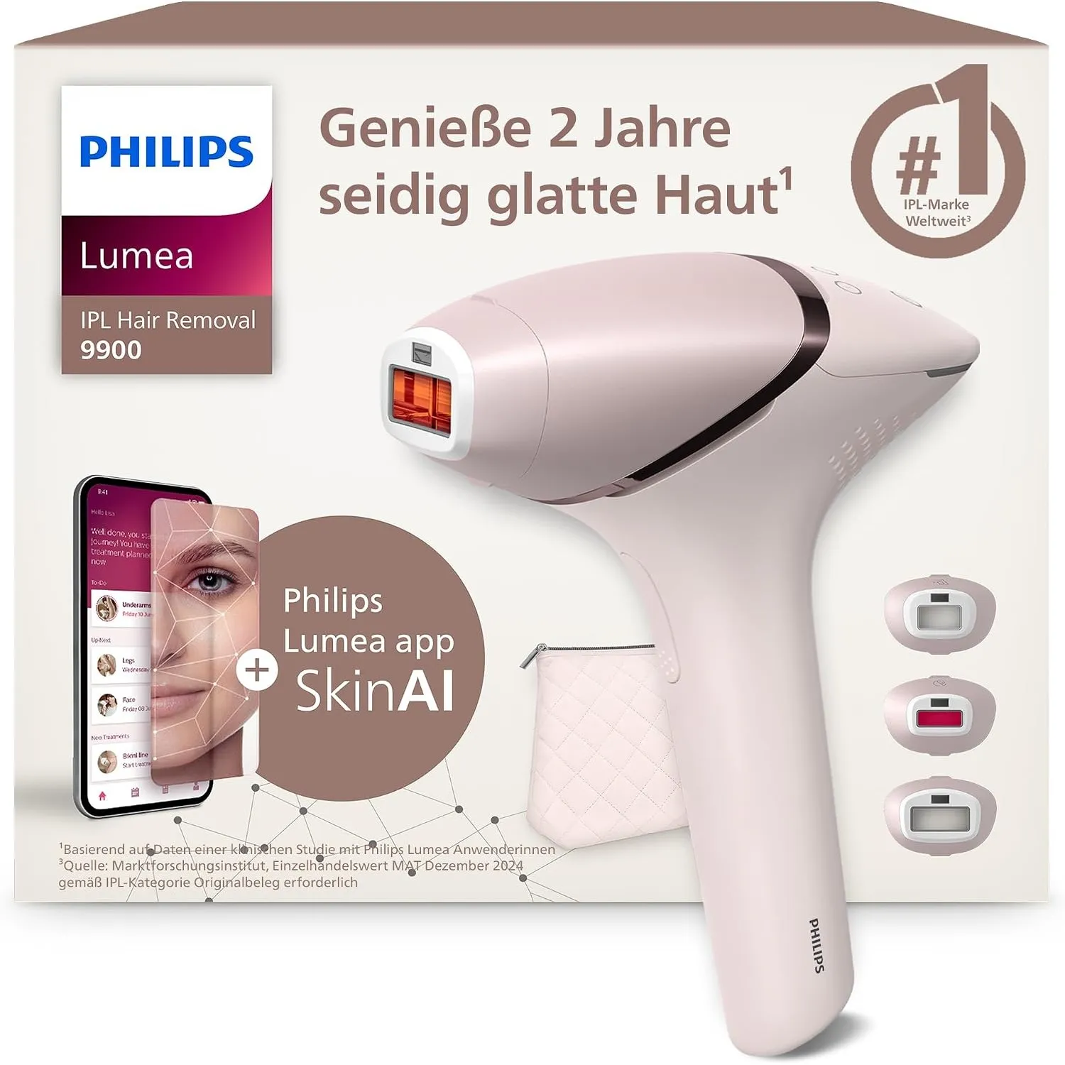 Philips Lumea IPL 9900 Series - IPL Geräte Haarentfernung für bis zu 2 Jahre seidig-glatte Haut¹ mit 3 Aufsätzen für Kö…