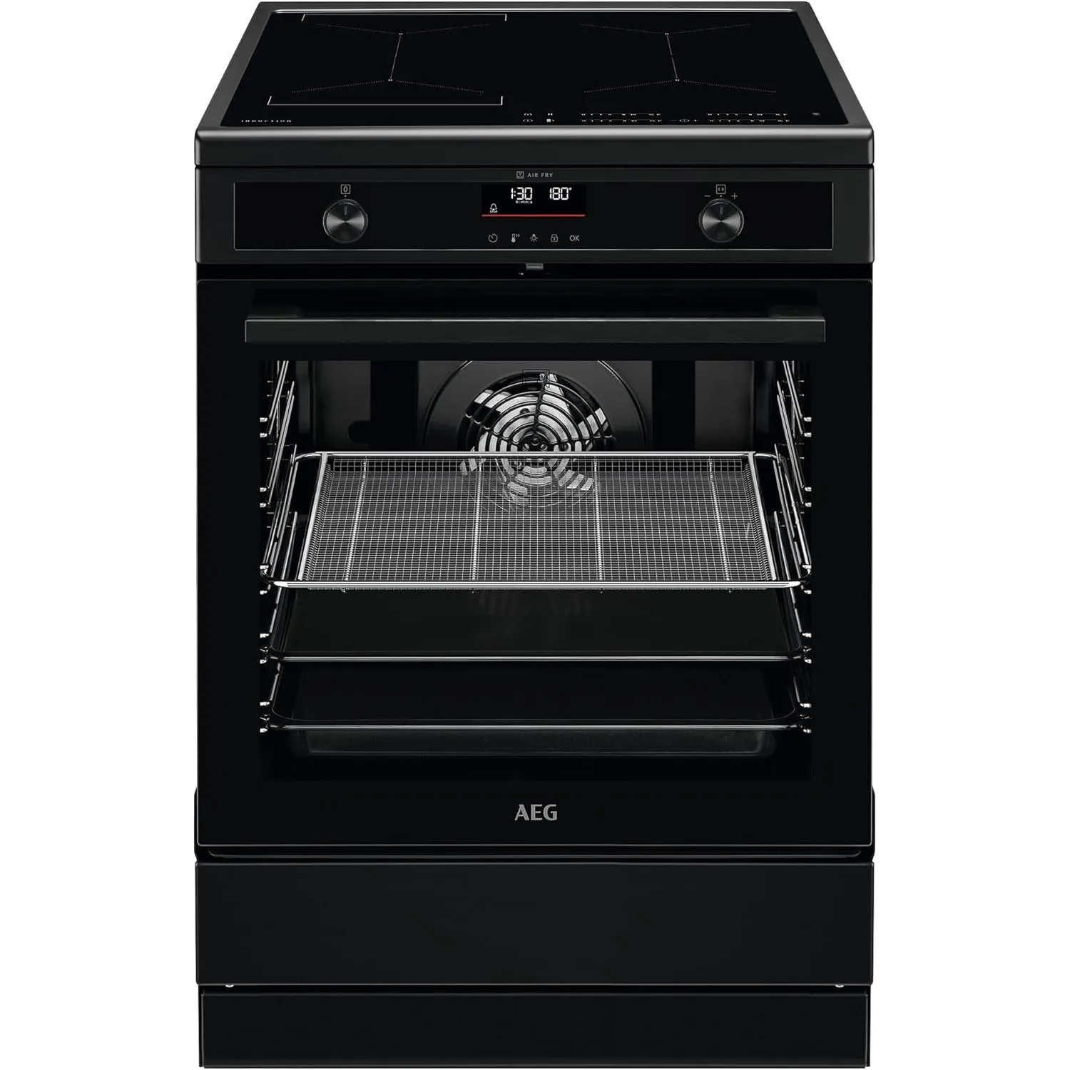 AEG Standherd mit Induktions-Kochfeld 60 cm/Hob²Hood/Pyrolyse – Selbstreinigung/SoftClosing/Touch-Bedienung/Grillfunkti…