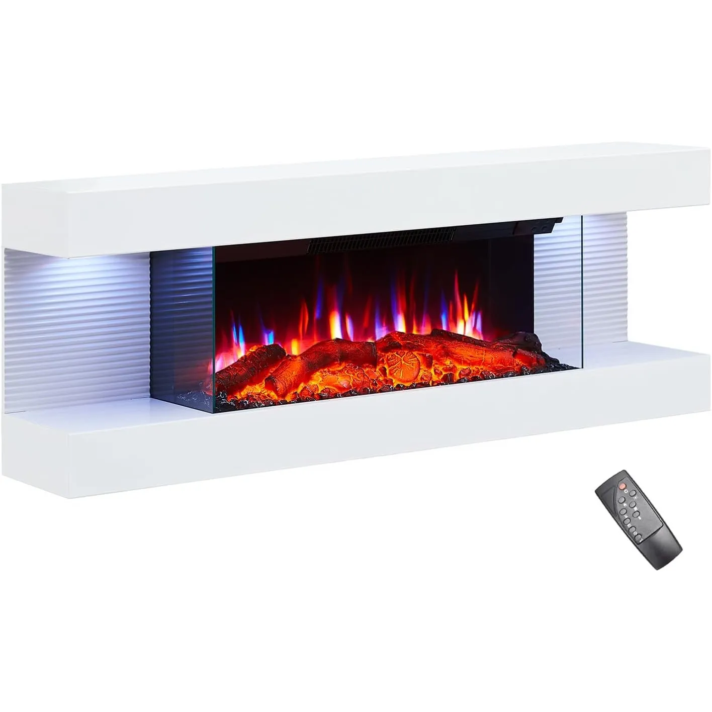 BALDERIA Lumina - Wandkamin Elektrisch, Elektrokamin Wand, Heizung 1800 W, Weiß
