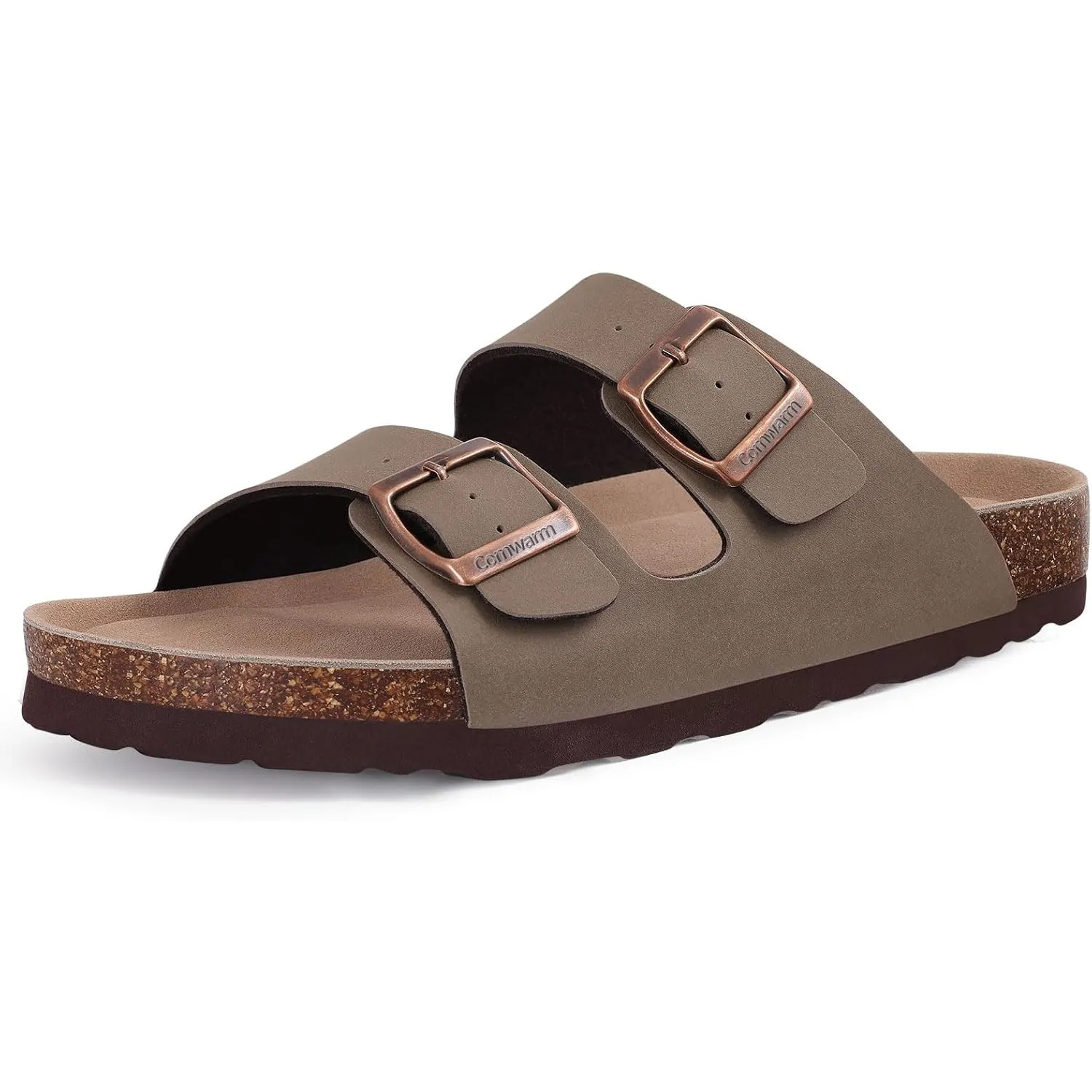 Comwarm Damen Kork Fußbett Pantoletten Sandale, Bequeme Sommer Strand Slide mit Verstellbarer Schnalle Hausschuhe