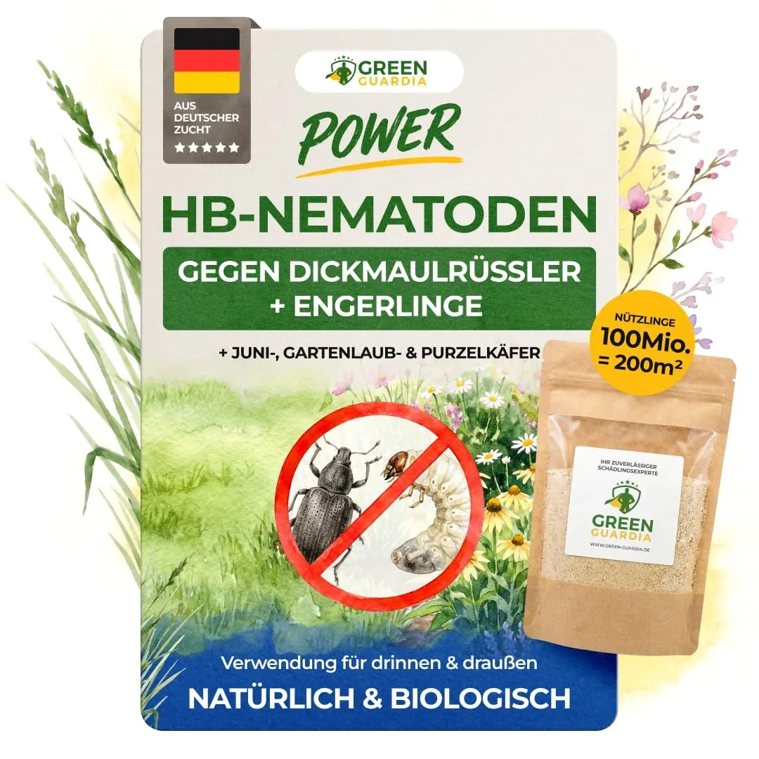 GREEN GUARDIA Power HB-Nematoden gegen Dickmaulrüssler & Engerlinge - 100 Mio. (200m²) -biologische Schädlingsbekämpfun…