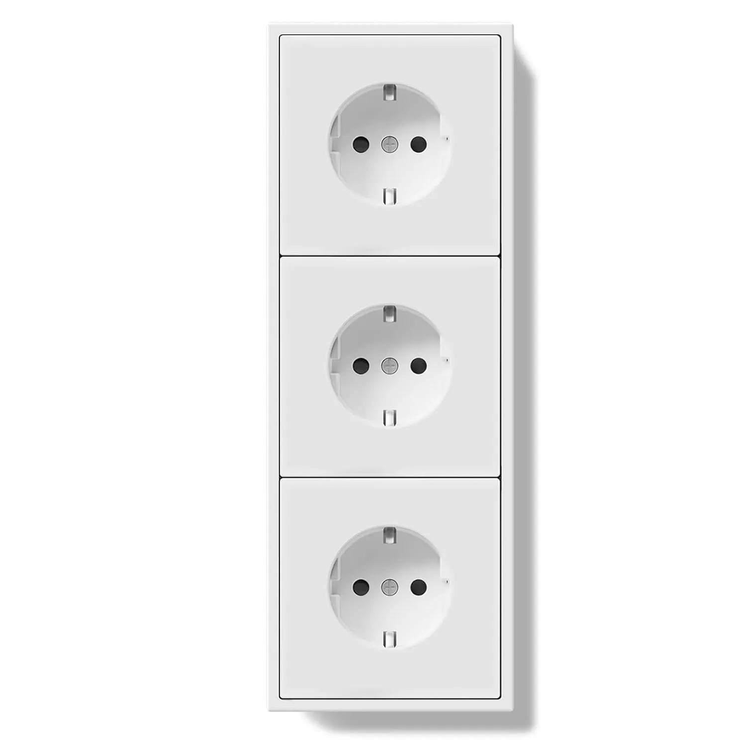 BSEED Schuko Mehrfachsteckdose Unterputz, Wandsteckdose 16Amp mit PC Rahmen, Dreifach Steckdose mit Krallen, 3 Fach Weiß