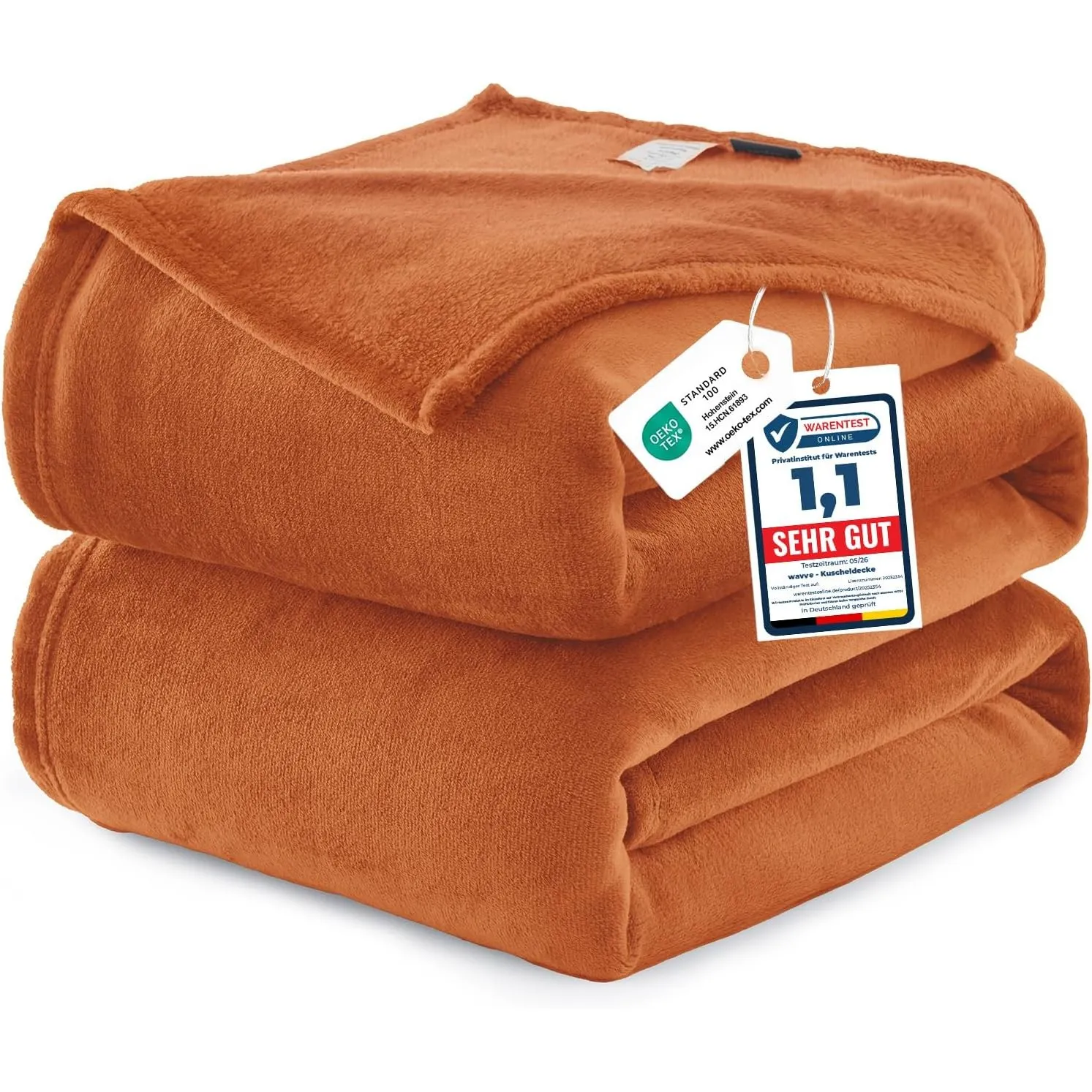 WAVVE Kuscheldecke Flauschig Decke Tagesdecke für Bett, 220x240 Orange