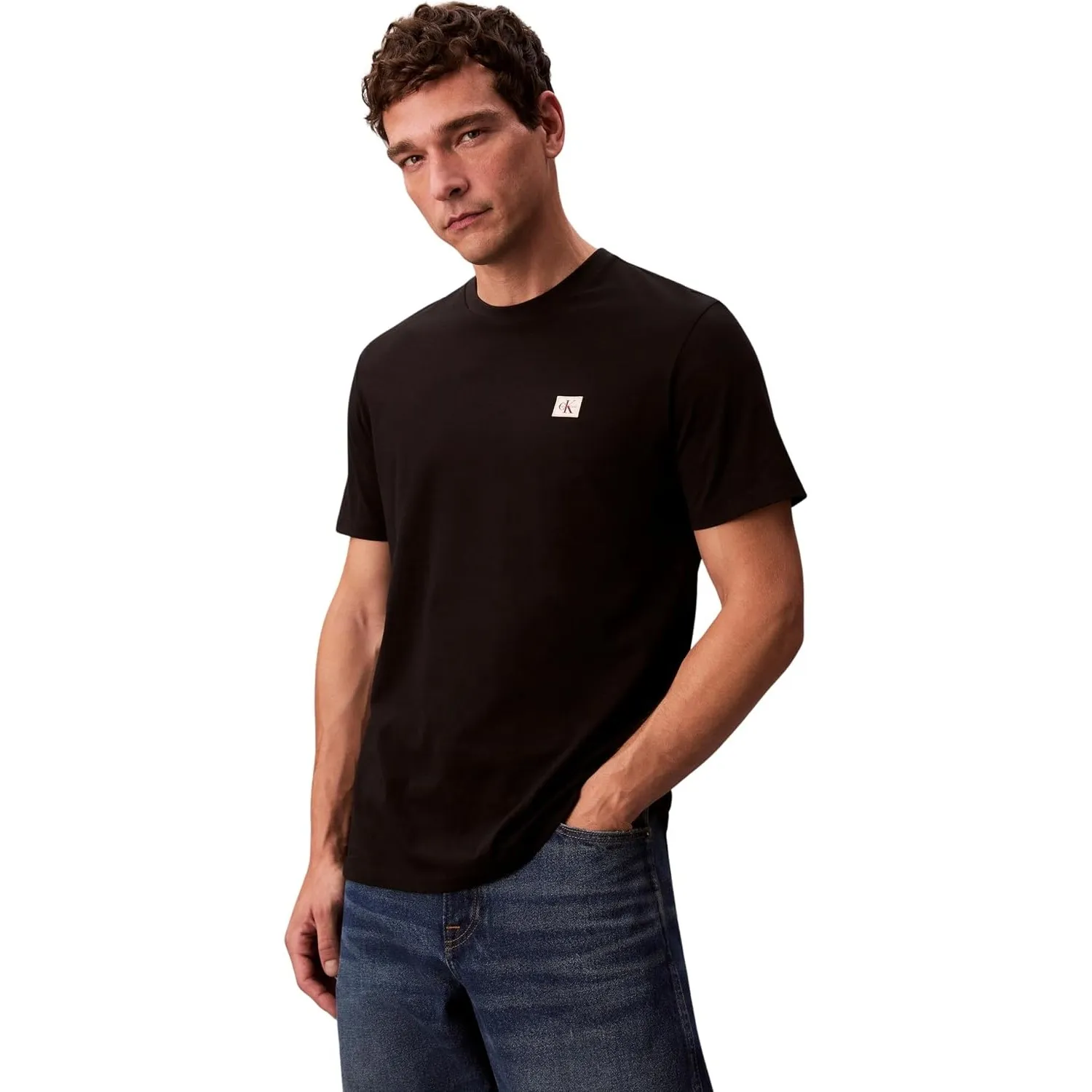 Calvin Klein Herren T-Shirt Kurzarm Badge Jersey Classic Tee aus Baumwolle