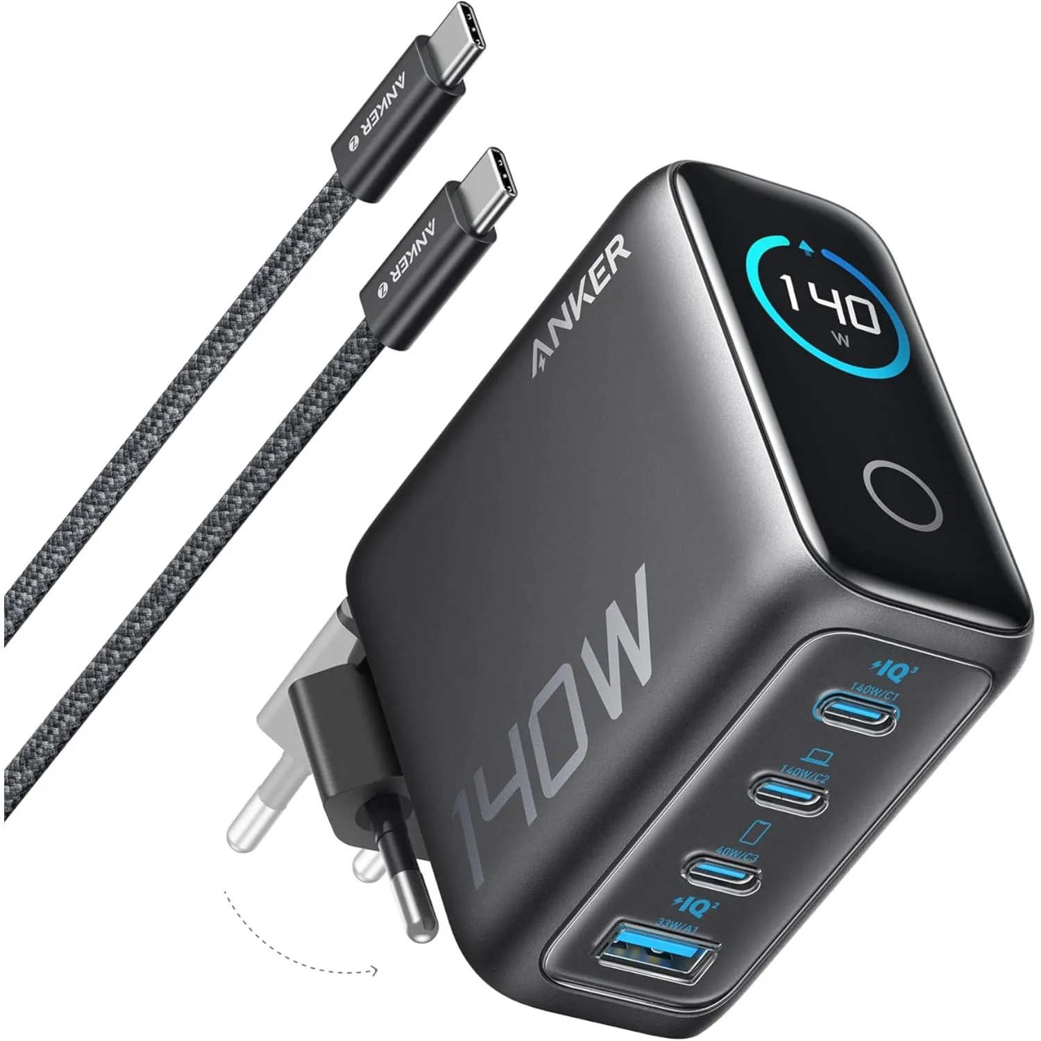 Anker 140W USB C Ladegerät, Laptop Ladegerät, 4-Port Multi-Geräte Netzteil