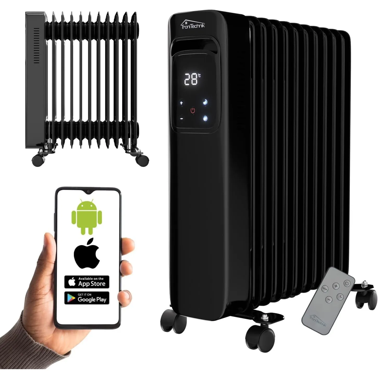 TroniTechnik® Ölradiator OR-311 11 Rippen 2500 W WiFi schwarz