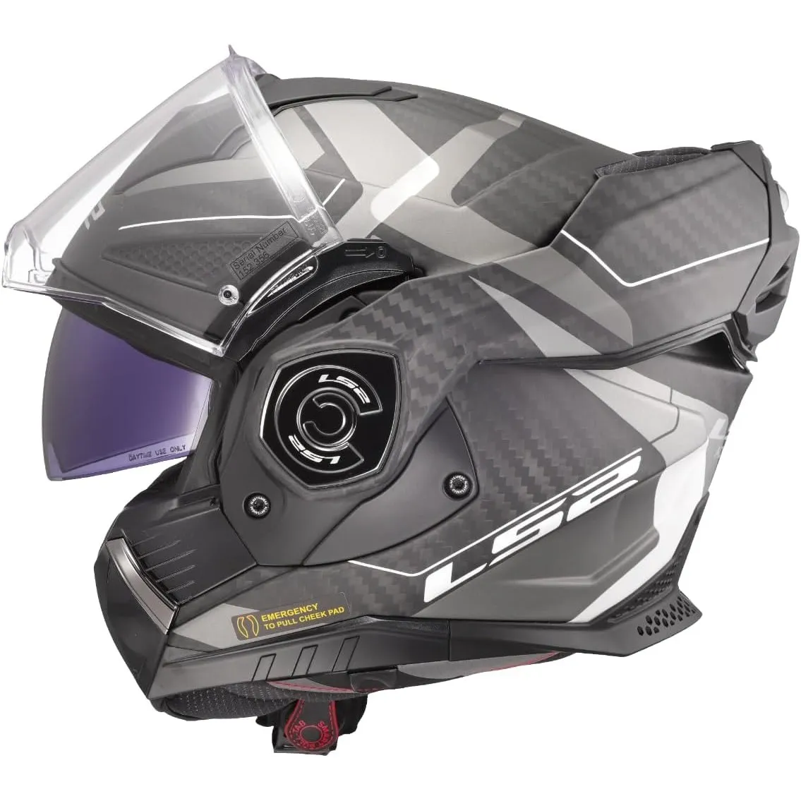LS2, Modularer Motorradhelm ADVANT X CARBON HORIZON Matt Silver Grey, M