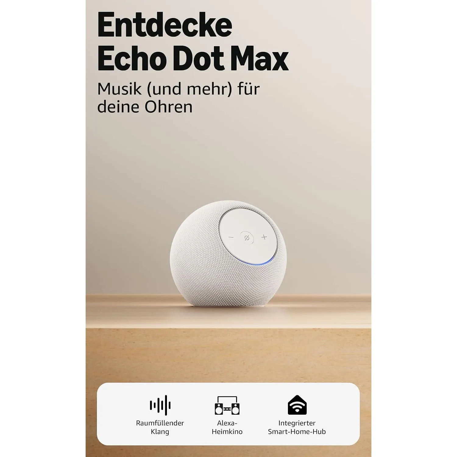Zertifiziert und generalüberholt Amazon Echo Dot Max (neueste Generation), Alexa-Lautsprecher mit raumfüllendem Klang u…