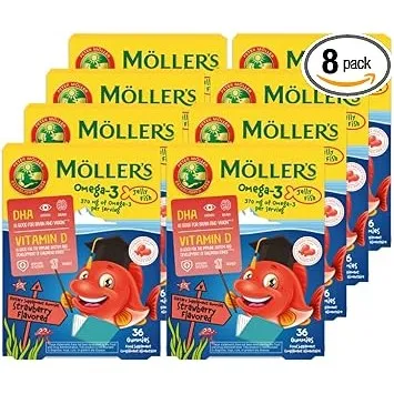 Möller's Omega 3 Kapseln für Kinder | Natürliche Omega 3 Fischtran mit Erdbeergeschmack | Mit DHA und EPA | Leicht zu k…