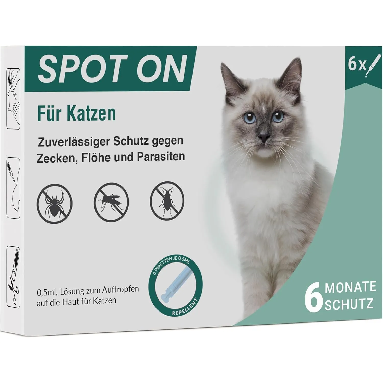 Animal Vita® Spot On Natürlicher Zeckenschutz für Katzen [6 Monate zuverlässiger Schutz] Natürliches Zeckenmittel für K…