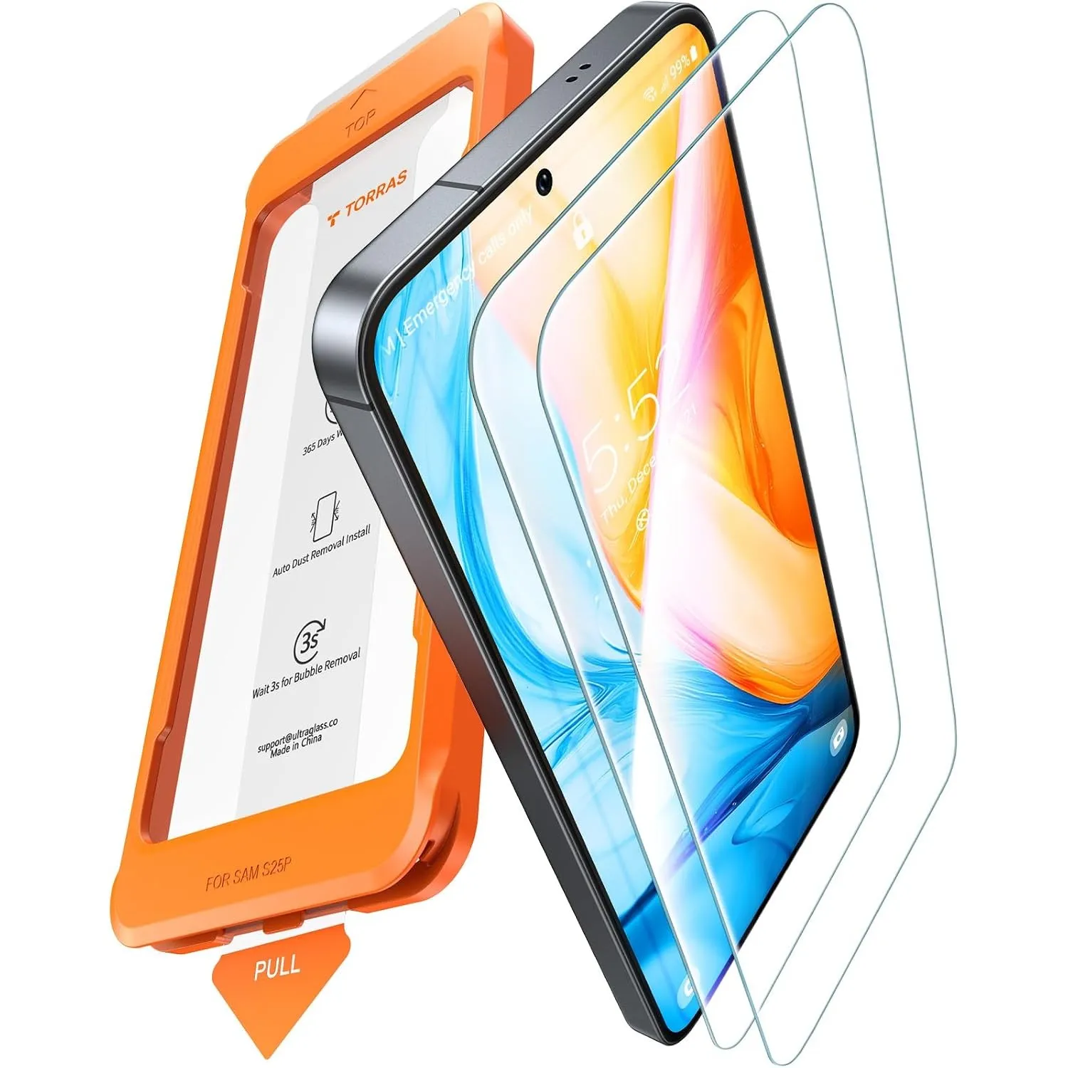 TORRAS für Samsung Galaxy S25 Plus für Panzerglas TOP 9H+ Schutz, 2 Stück