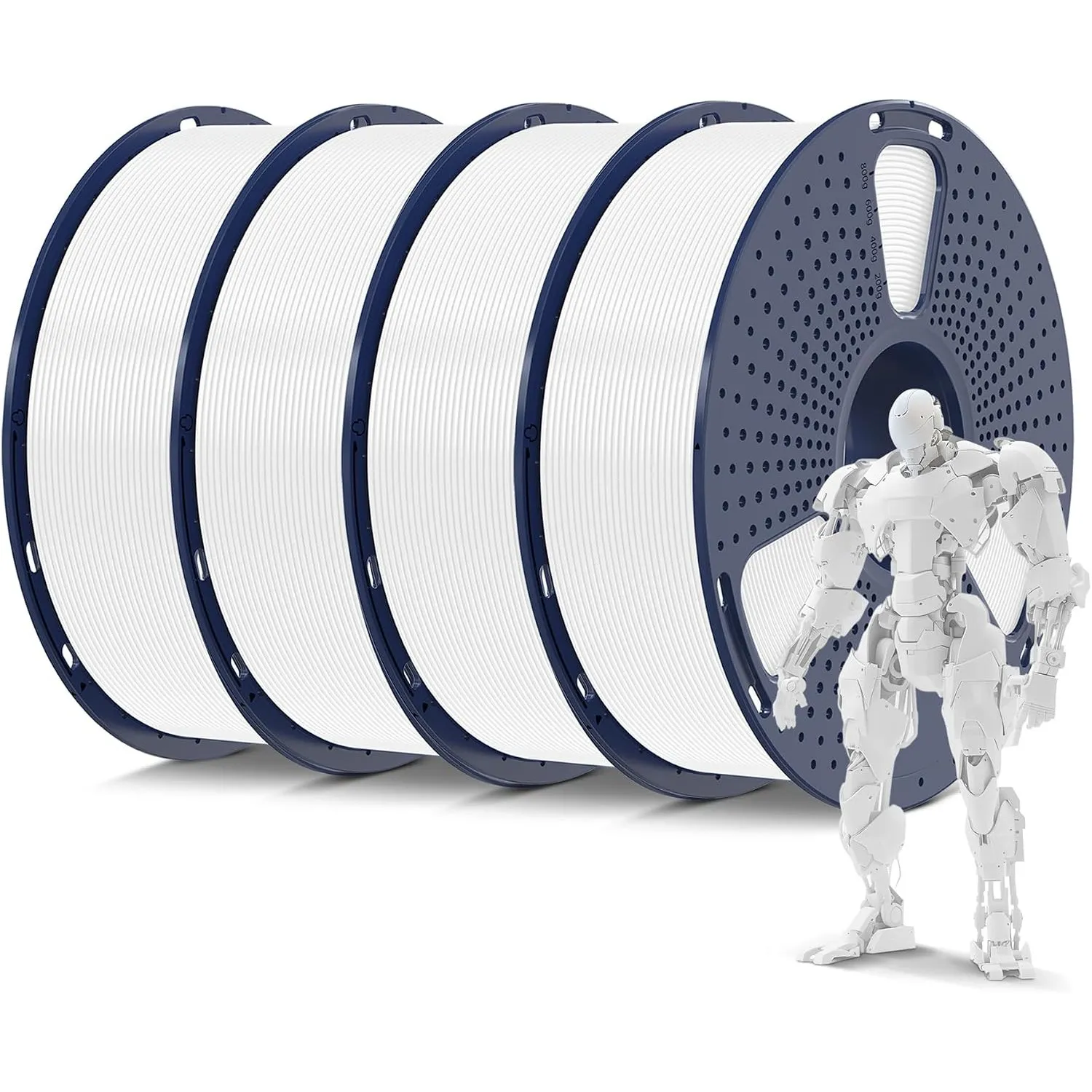 SUNLU 4KG PLA Weiß Filament 1.75mm, 3D Drucker Filament Weiß PLA
