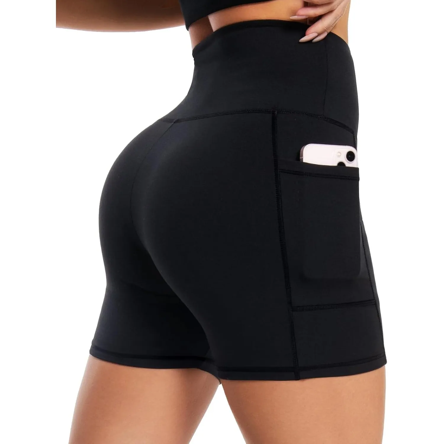 Radlerhose Damen mit Taschen Kurze Hose Sporthose High Waist Leggings Blickdicht Sportshorts Elastische Yogahose Sommer…