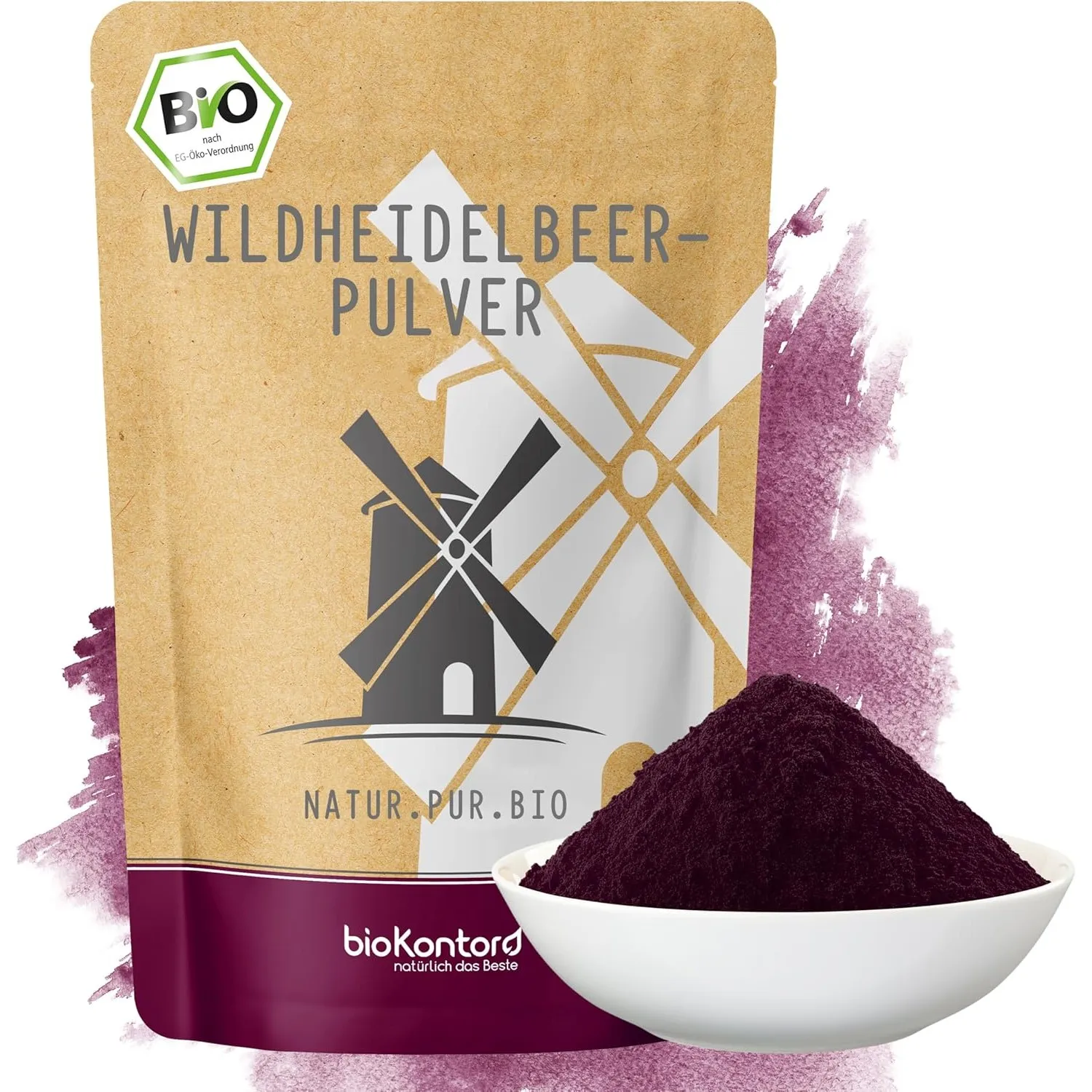 bioKontor – BIO Wildheidelbeerpulver 200g – 100% natürlich – Wildsammlung
