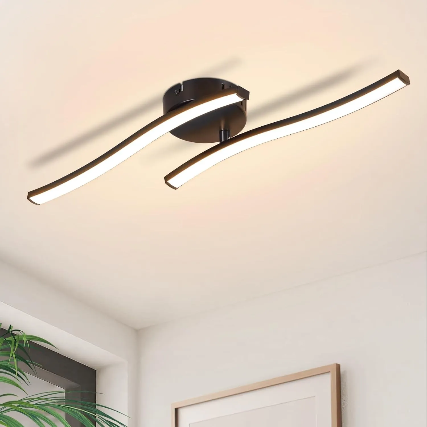 Homefire LED Deckenlampe Küche Deckenleuchte: Modern Schlafzimmerlampe Schwarz 12W Wohnzimmerlampe 3000K Wellen Design …