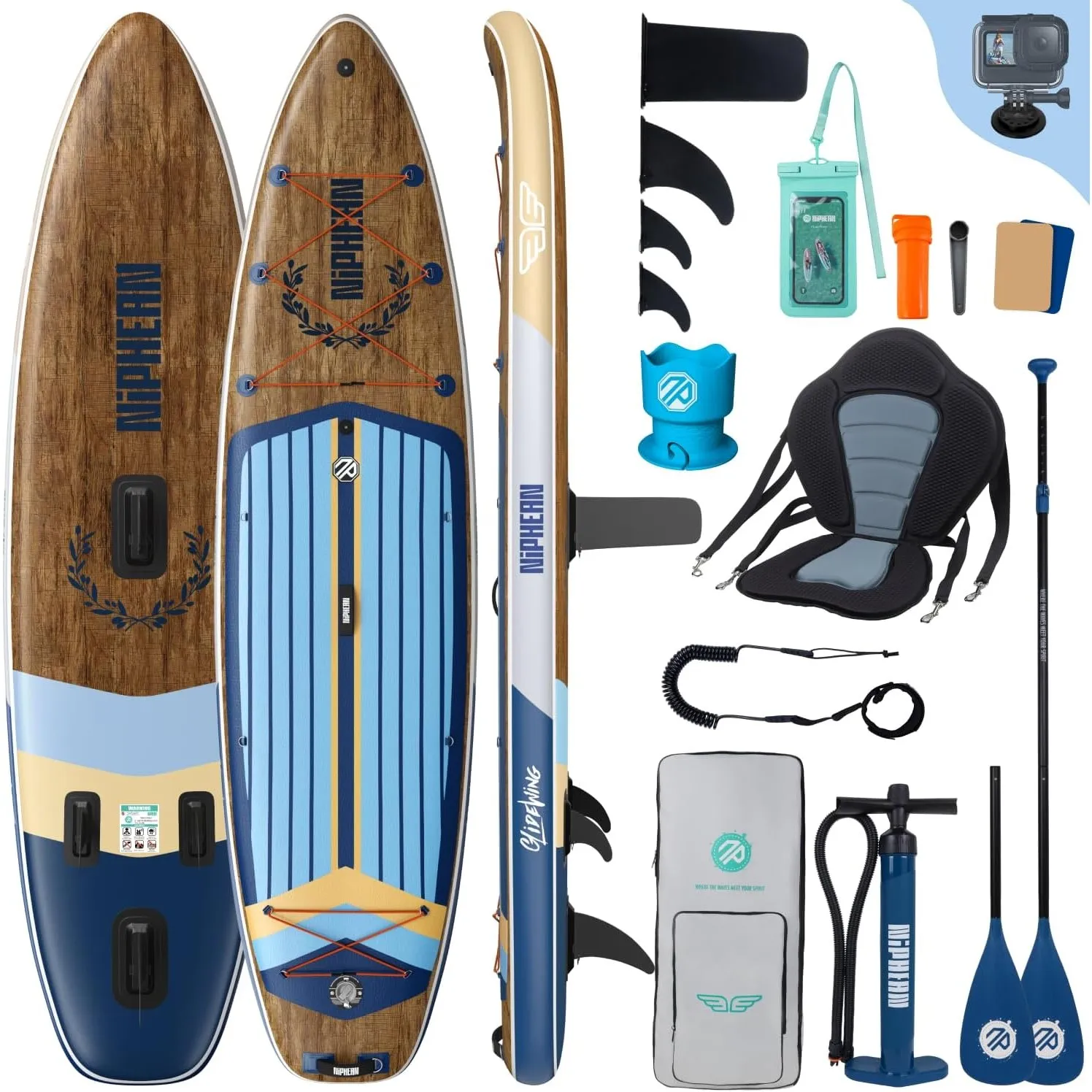 Niphean (Extra Groß) Stand Up Paddling Board, SUP für 2+1 Personen/Familien, SUP Board mit (Anfängergeeignet) Balancier…