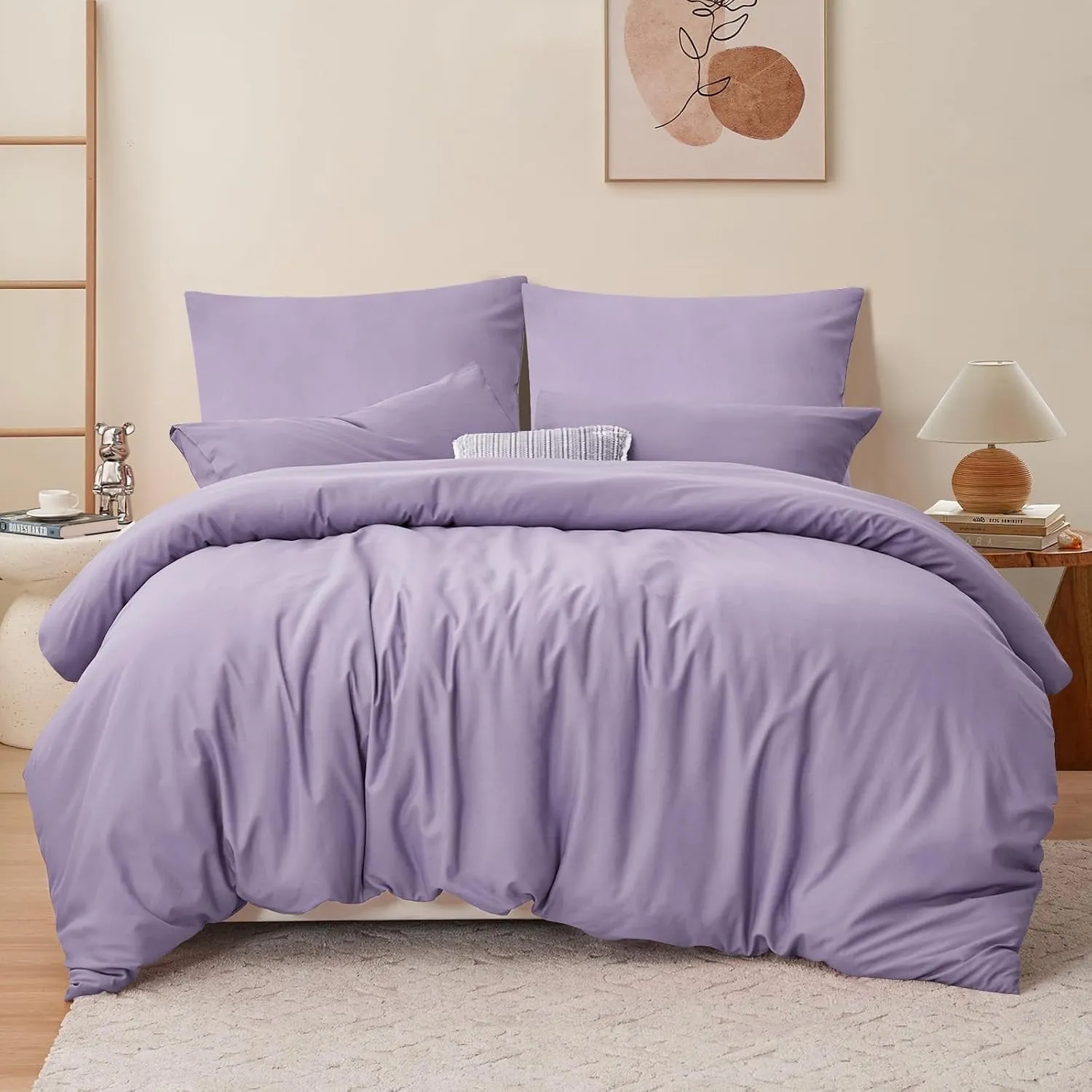 RUIKASI Bettwäsche 200x200 Lavendel 3teilig - Hell Violett Mikrofaser Bettwäsche-Sets Oeko-TEX, Bettbezüge 200 x 200cm …