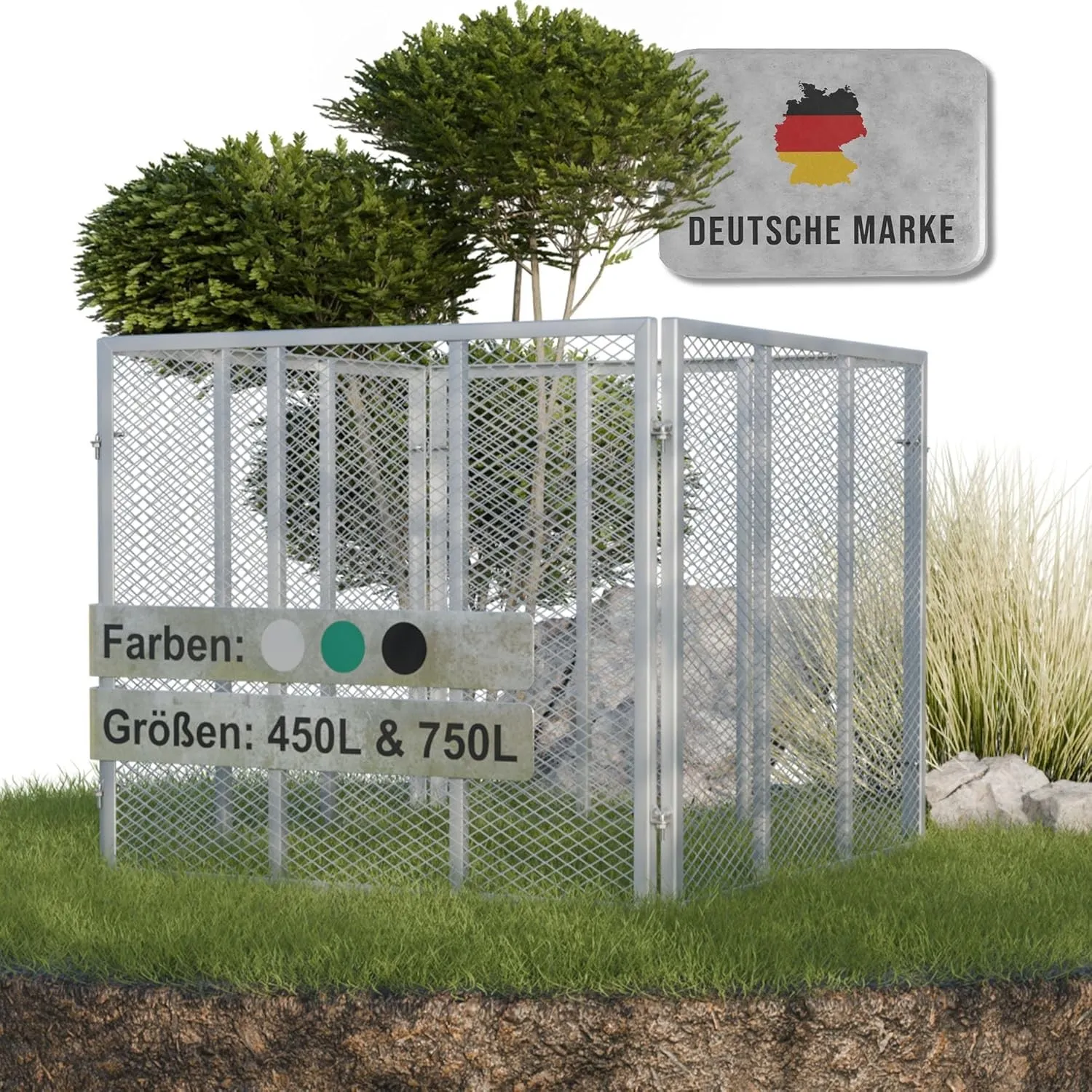 Heimfleiss® Komposter Metall 80x80x70 cm | 450L Metallkomposter verzinkt & pulverbeschichtet | Metall Komposter Garten …