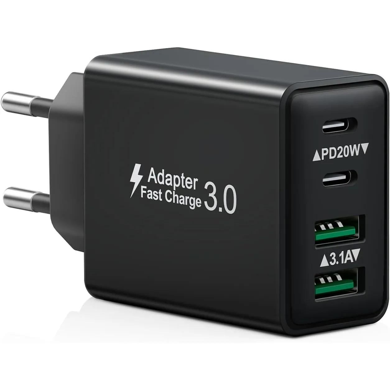 USB C Ladegerät, 40W 4 Ports USB Stecker Mehrfach Schnellladegerät USBC Ladestecker mit USB-C Adapter+QC Stecker USB La…