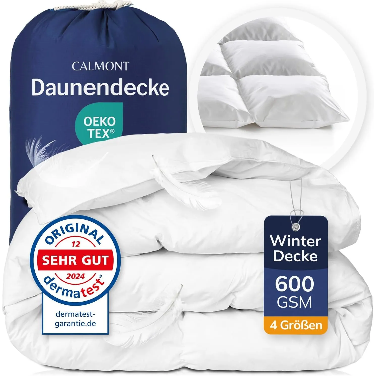 CALMONT - Daunendecke 240x220 als Warme Winterdecke I Oeko-Tex