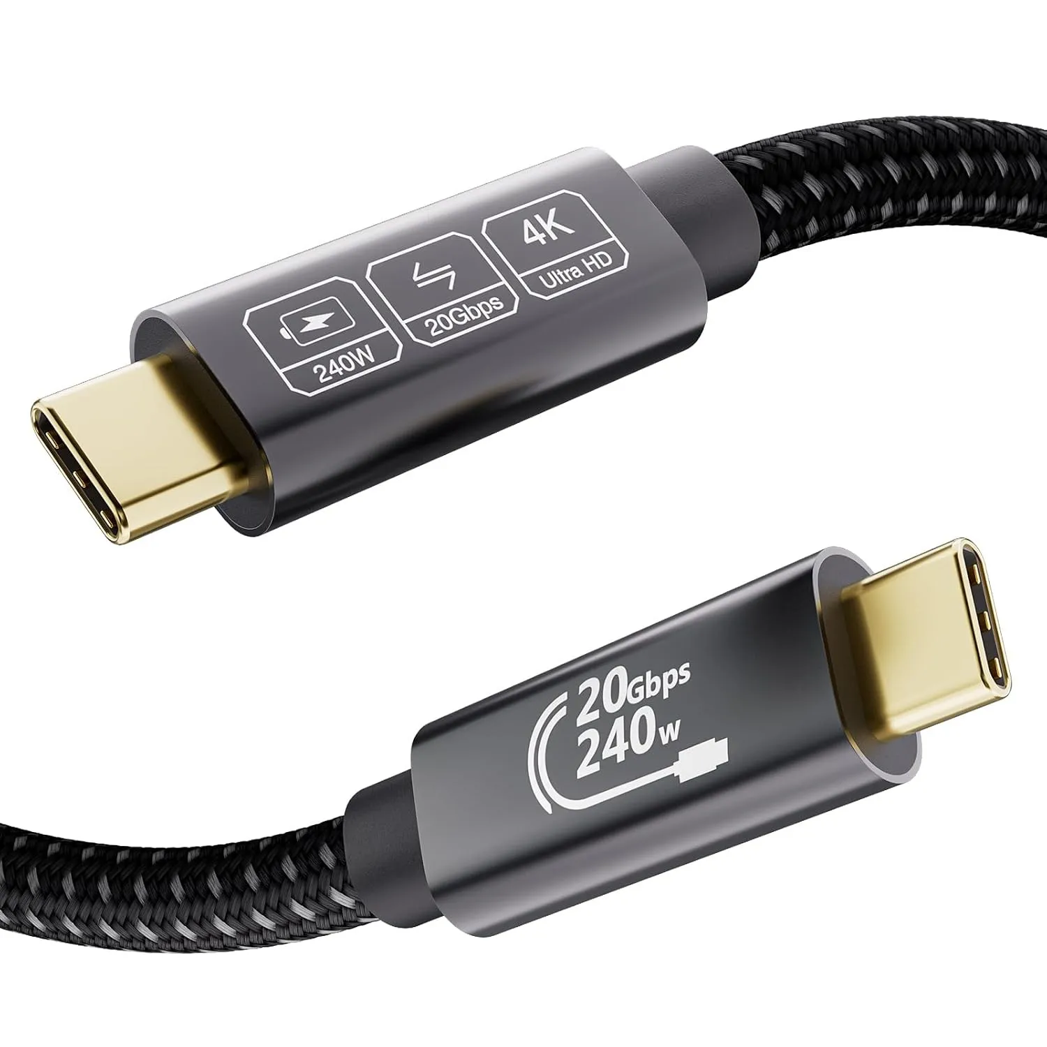 USB-C-Kabel, 2 m, USB C 3.2 Gen2 × 2 240 W, 48 V/5 A, Video 5K bei 60 Hz, 4 K bei 144 Hz, USB-Datenkabel Typ C 20 Gbit/…