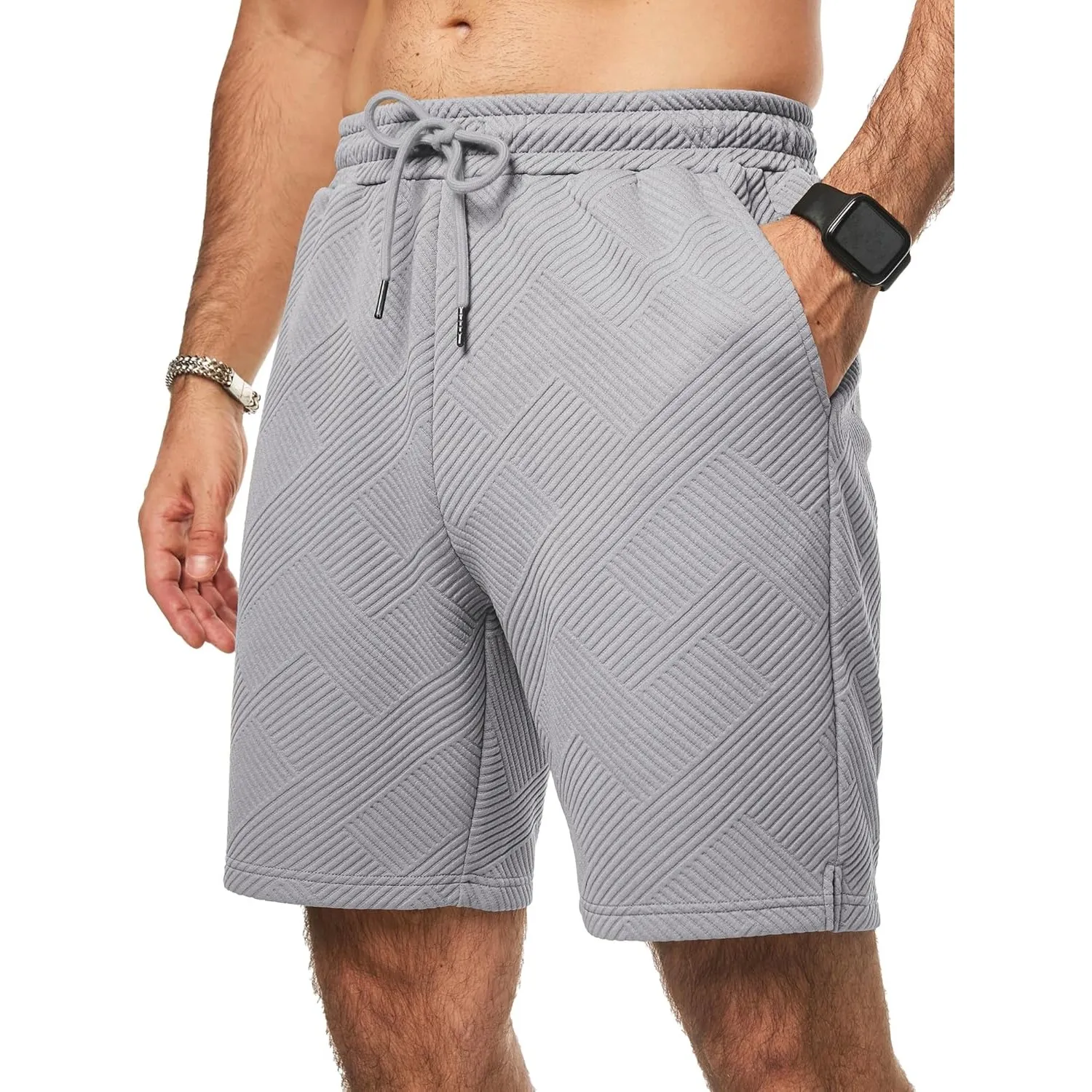 JMIERR Herren Textur Kurze Hosen mit 3 Taschen 2026 Sommer Casual Loose Shorts Elastische Taille