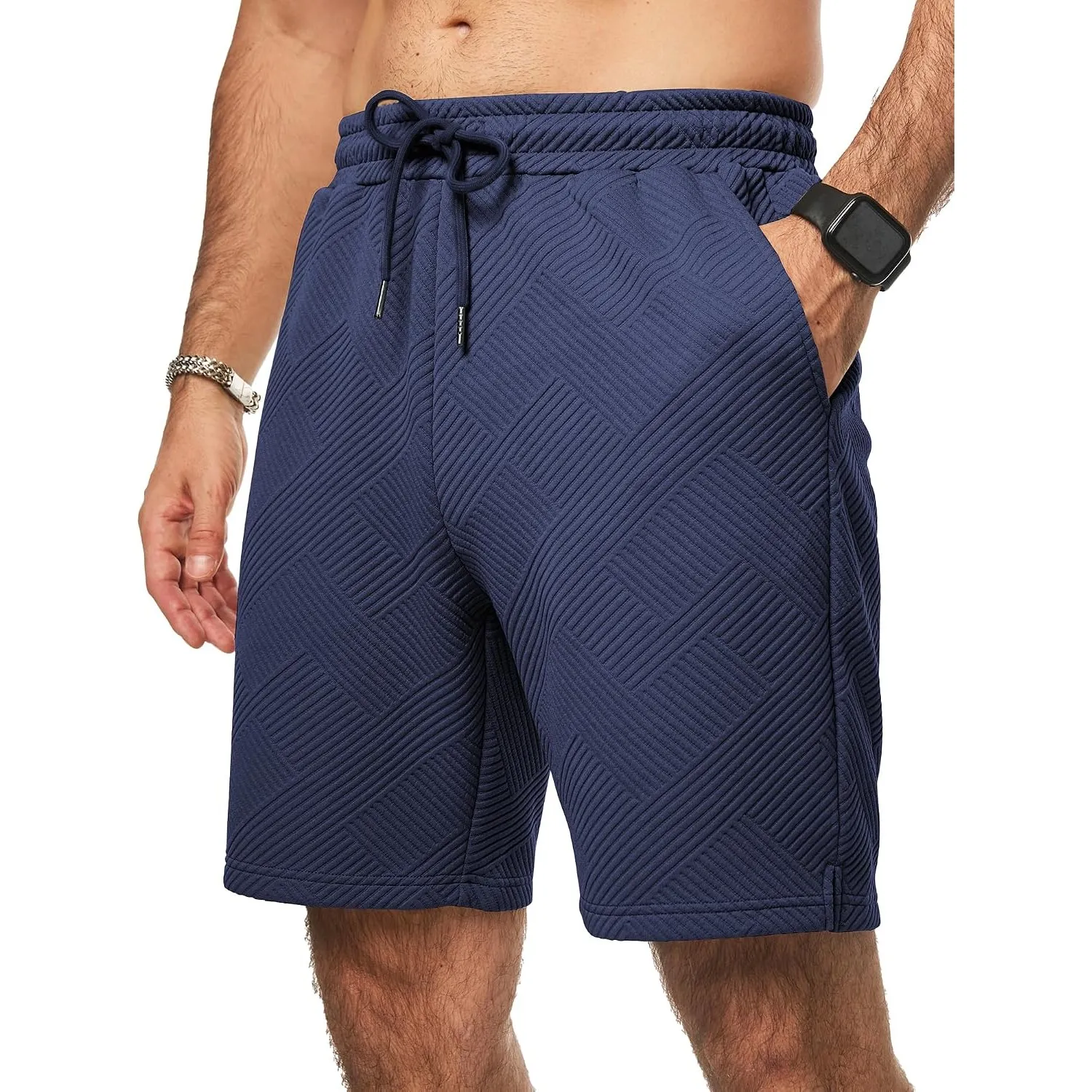 JMIERR Herren Textur Kurze Hosen Sommer Shorts mit 3 Taschen | Lässig, elastische Taille, Kordelzug, leicht, Sommerstra…